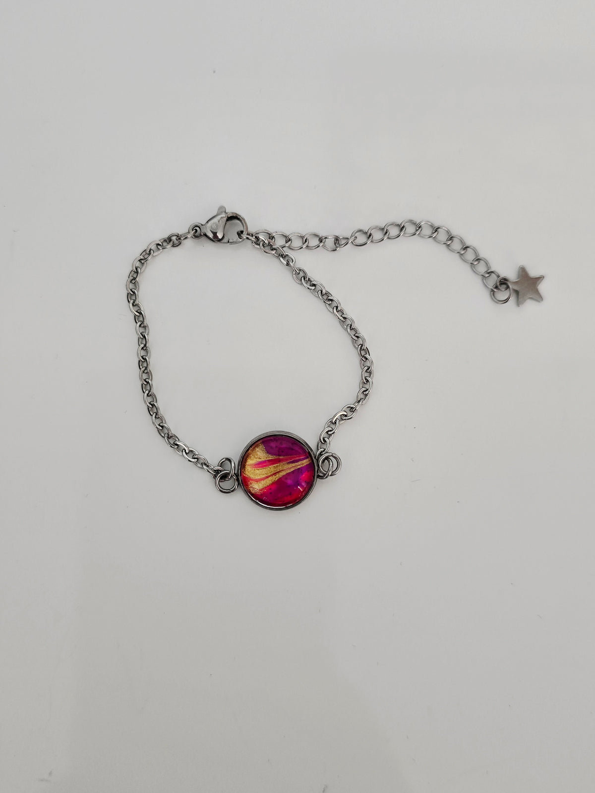 Recycled Paint Pour Jewellery – One of a Kind Stainless Steel Bracelet