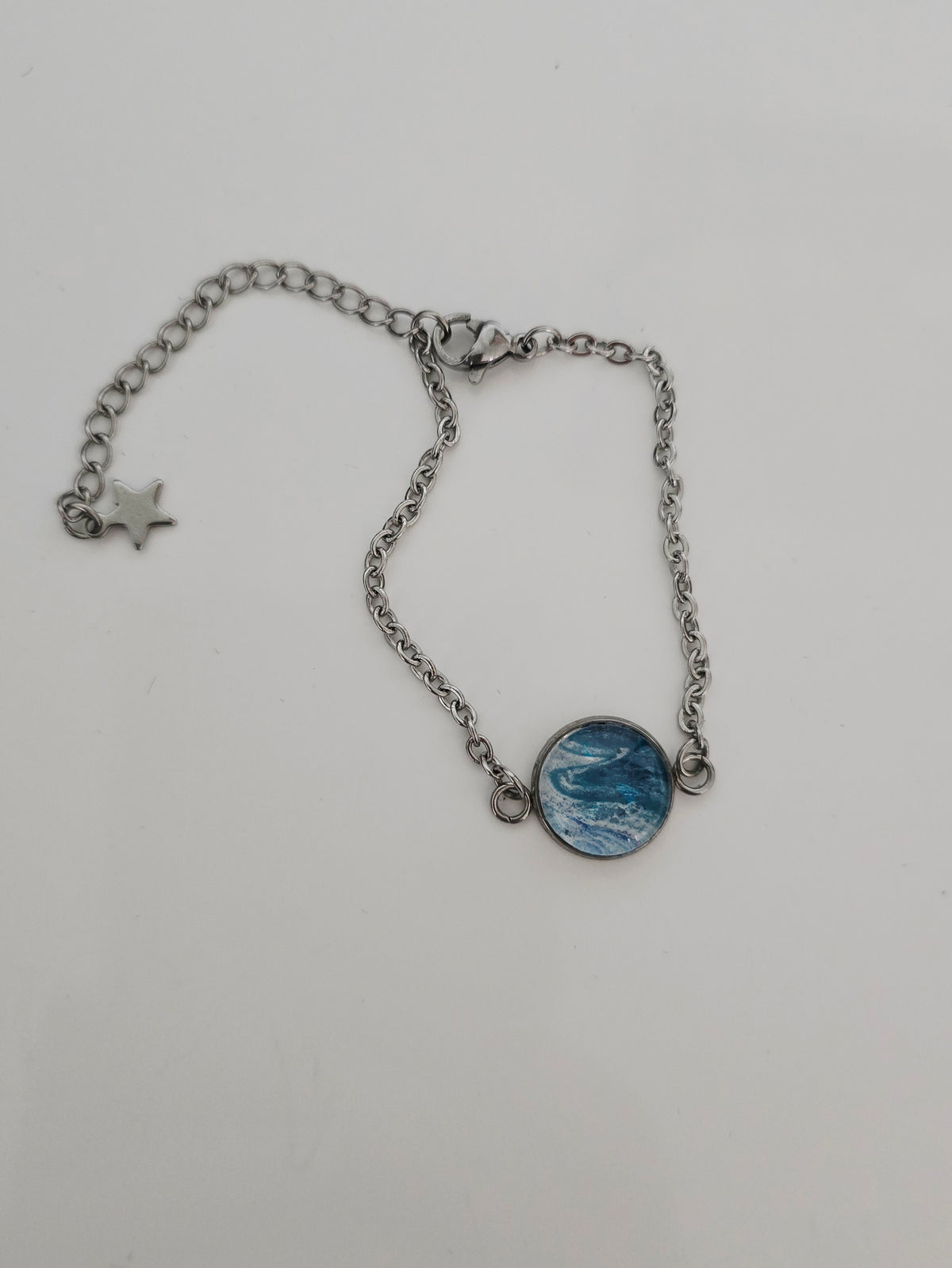Callala Beach - Recycled Paint Pour Jewellery – One of a Kind Stainless Steel Bracelet