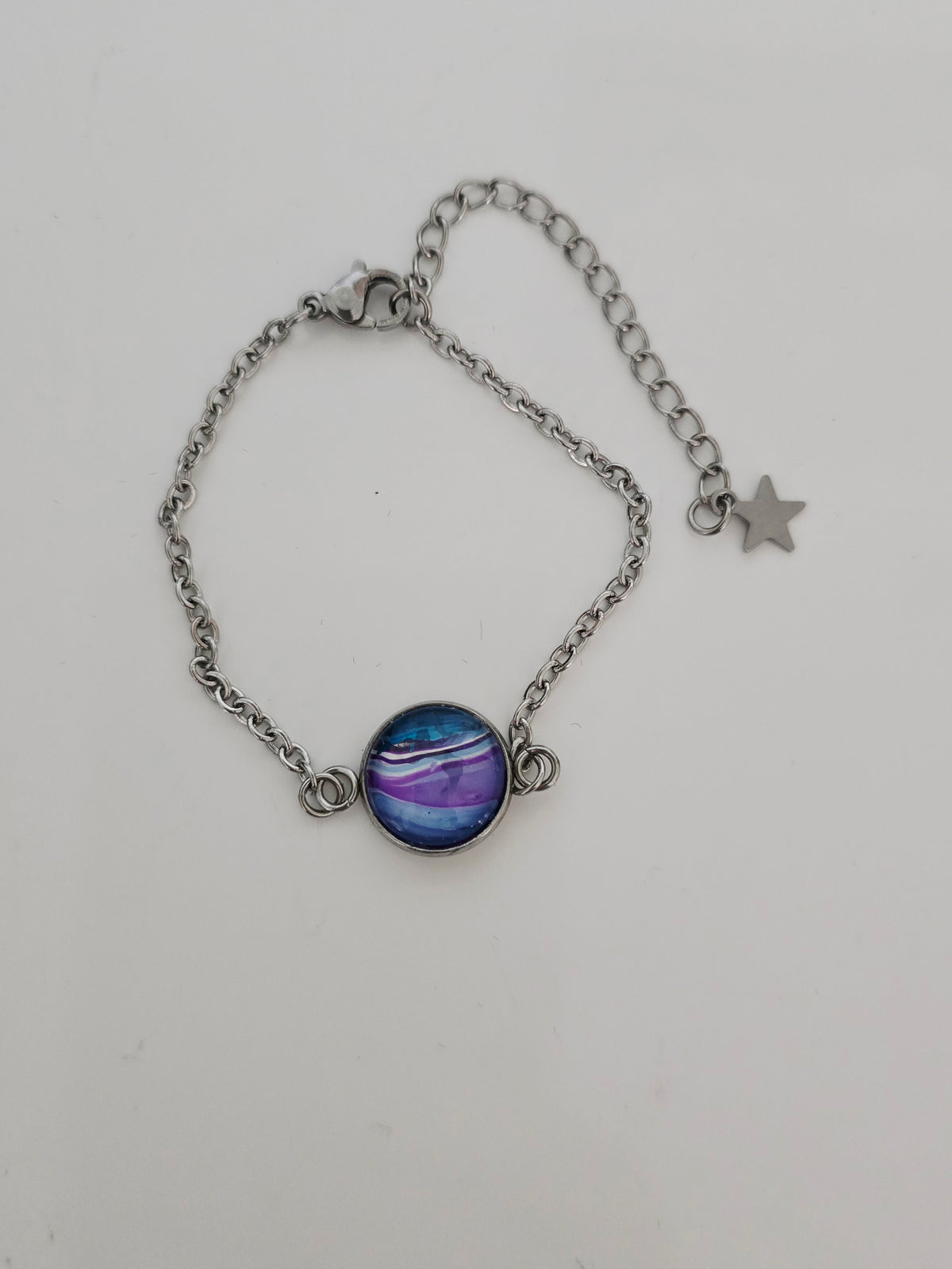 Recycled Paint Pour Jewellery – One of a Kind Stainless Steel Bracelet