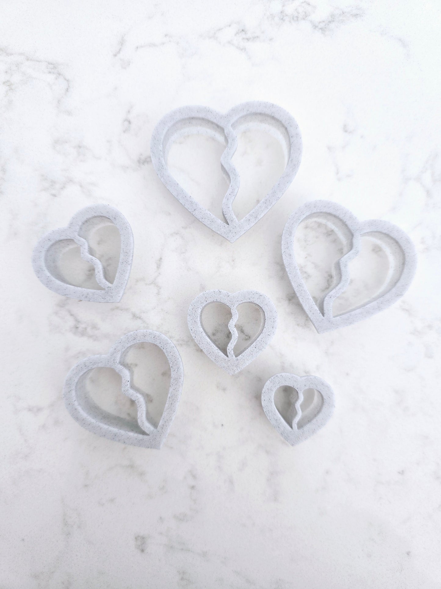 BFF Broken Hearts Polymer Clay 3D Printed Cutters - set of 6 - Discounted