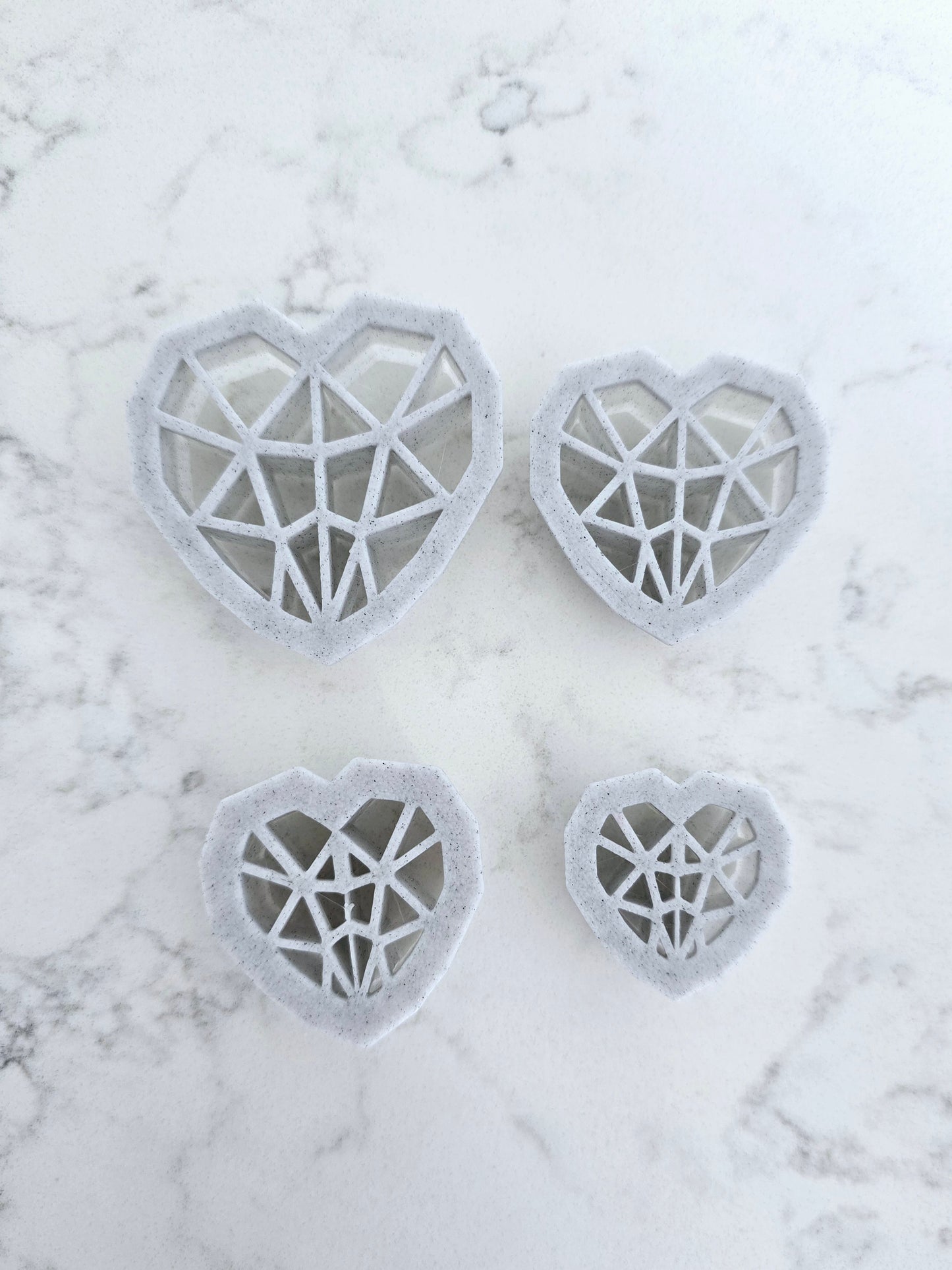 Geometric Heart Polymer Clay 3D Printed Cutters - set of 4 - Clearance
