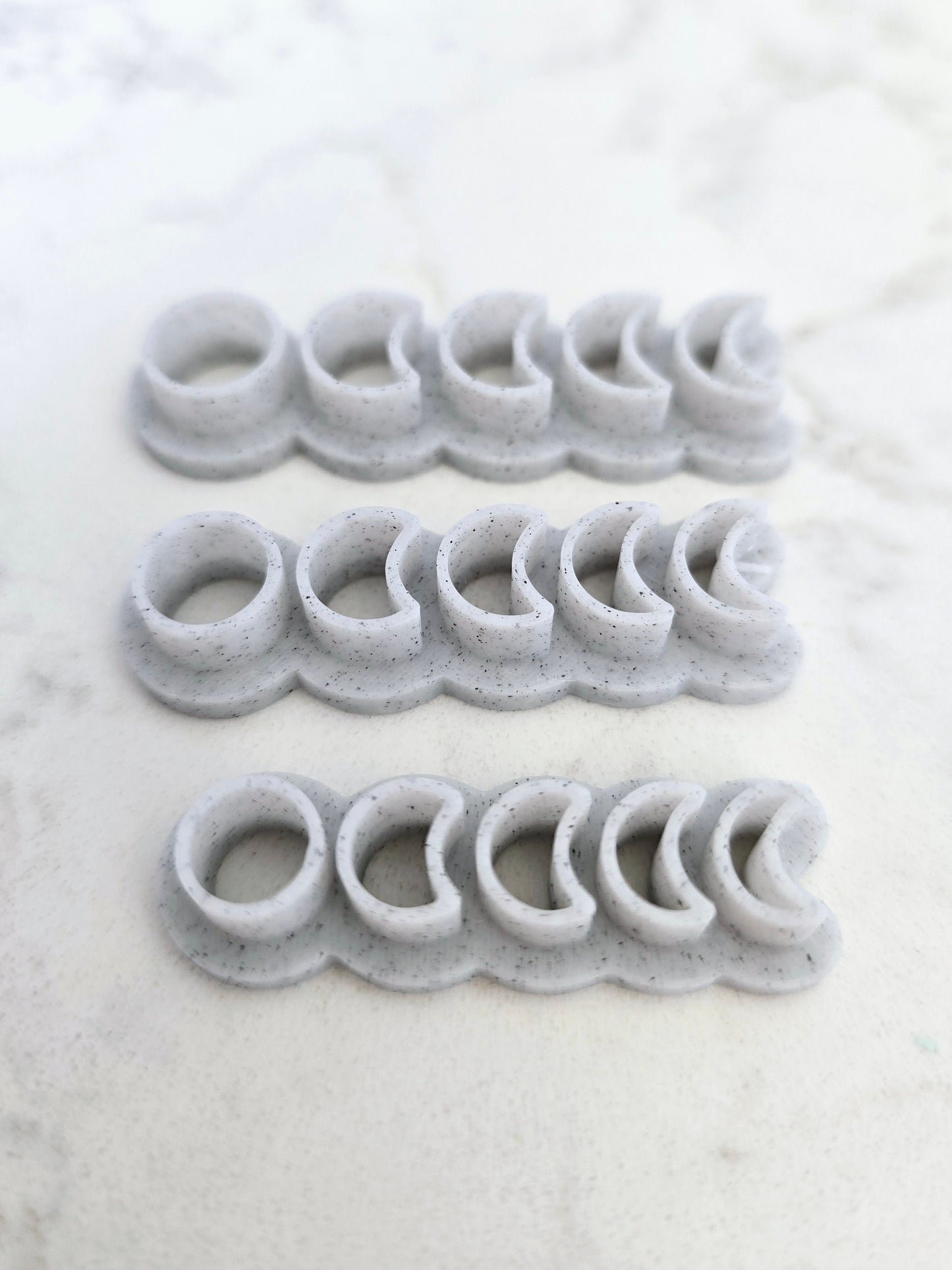 Perfectly Imperfect Print - Mystical Moon Phases Polymer Clay 3D Printed Embosser only Cutter - set of 3