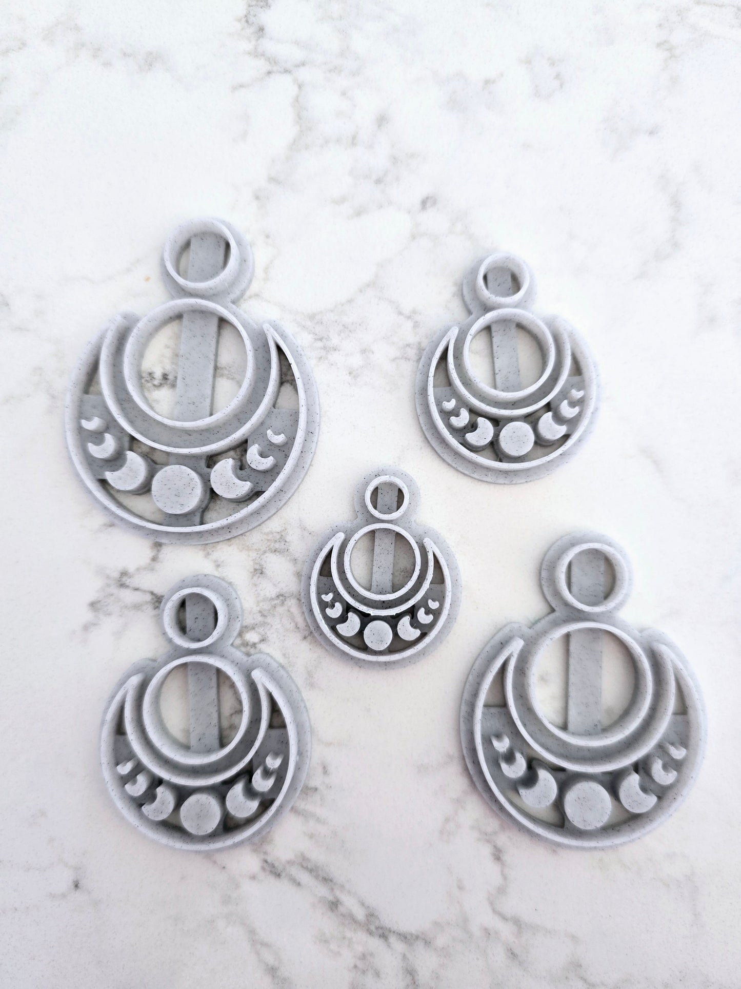 Perfectly Imperfect Print - Mystical Moon Polymer Clay 3D Printed Embosser only Cutter - set of 5