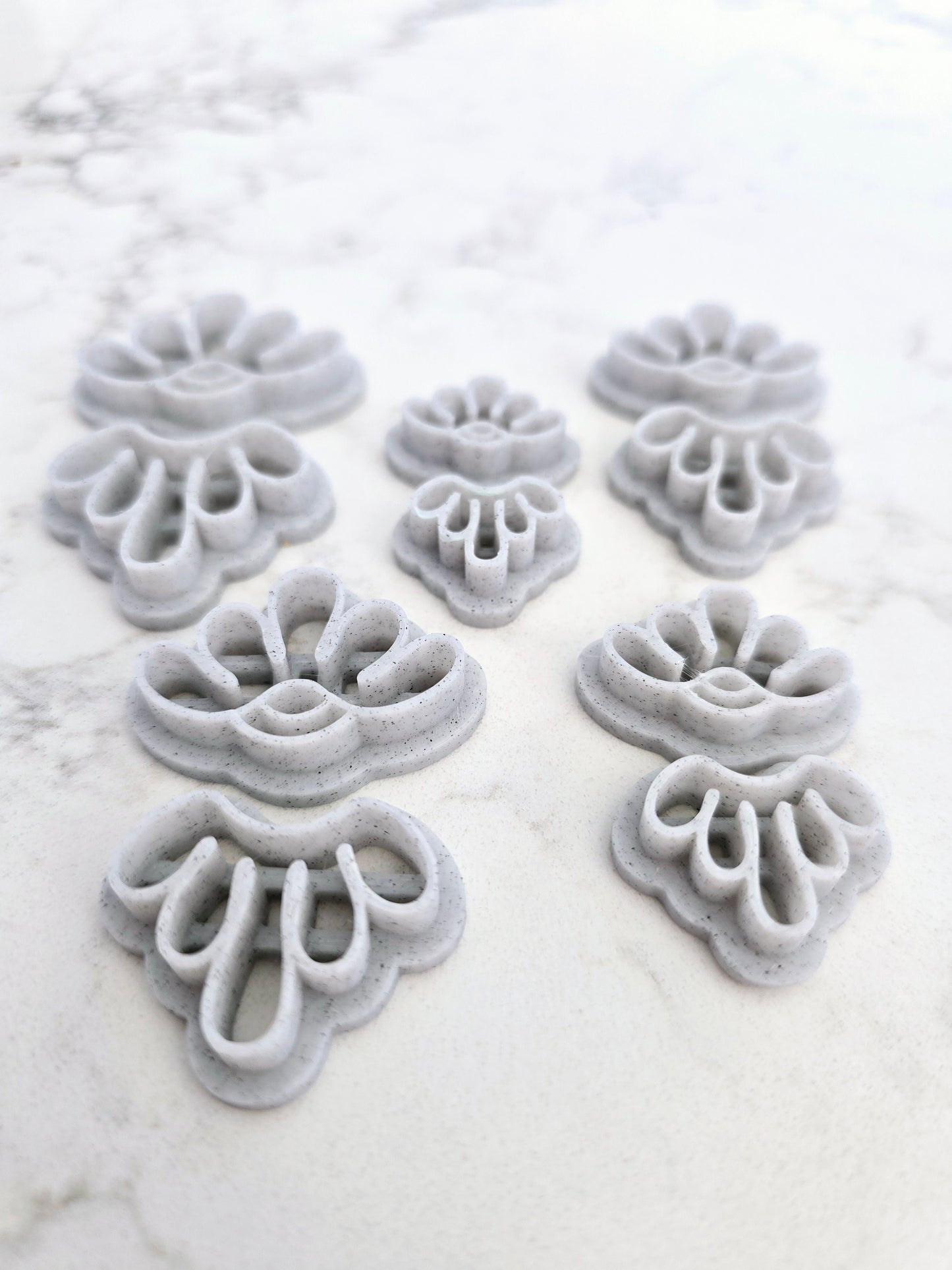 Perfectly Imperfect Print - Mystical Eye Flower Polymer Clay 3D Printed Embosser only Cutter - set of 5 pairs (10 embsossers)