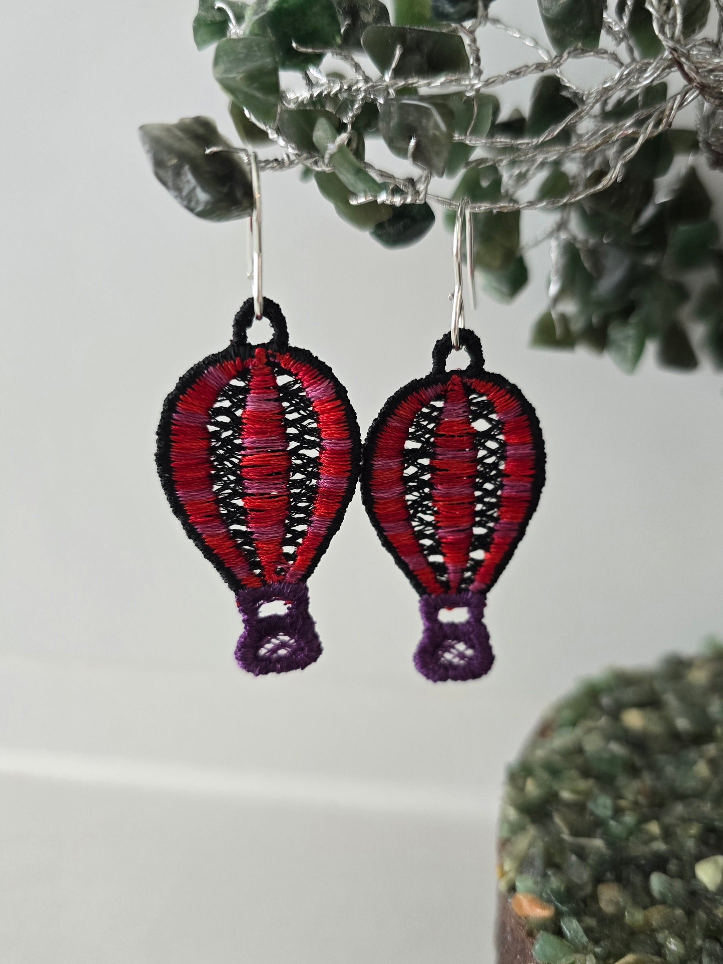 Hot Air Balloon Lightweight Embroidered Earrings with Hypoallergenic hooks