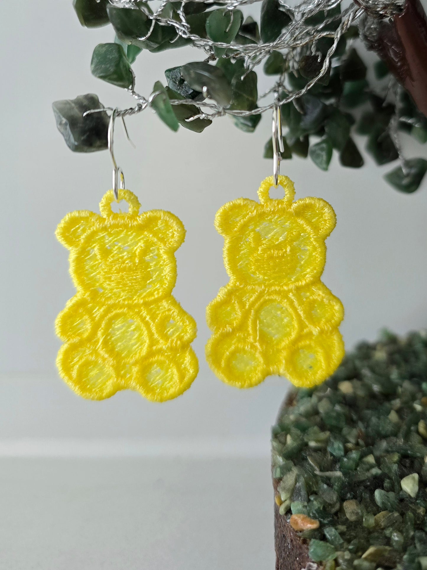 Gummy Bear / Teddy Bear Lightweight Embroidered Earrings with Hypoallergenic hooks