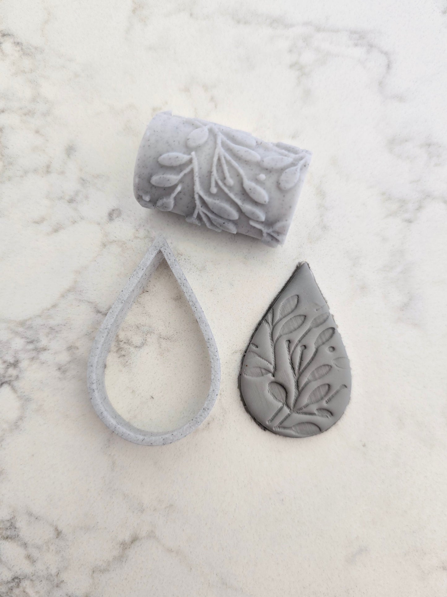 Leaf Embossing Polymer Clay Stamp Roller - Mini print - 3D Printed - Imperfect Print