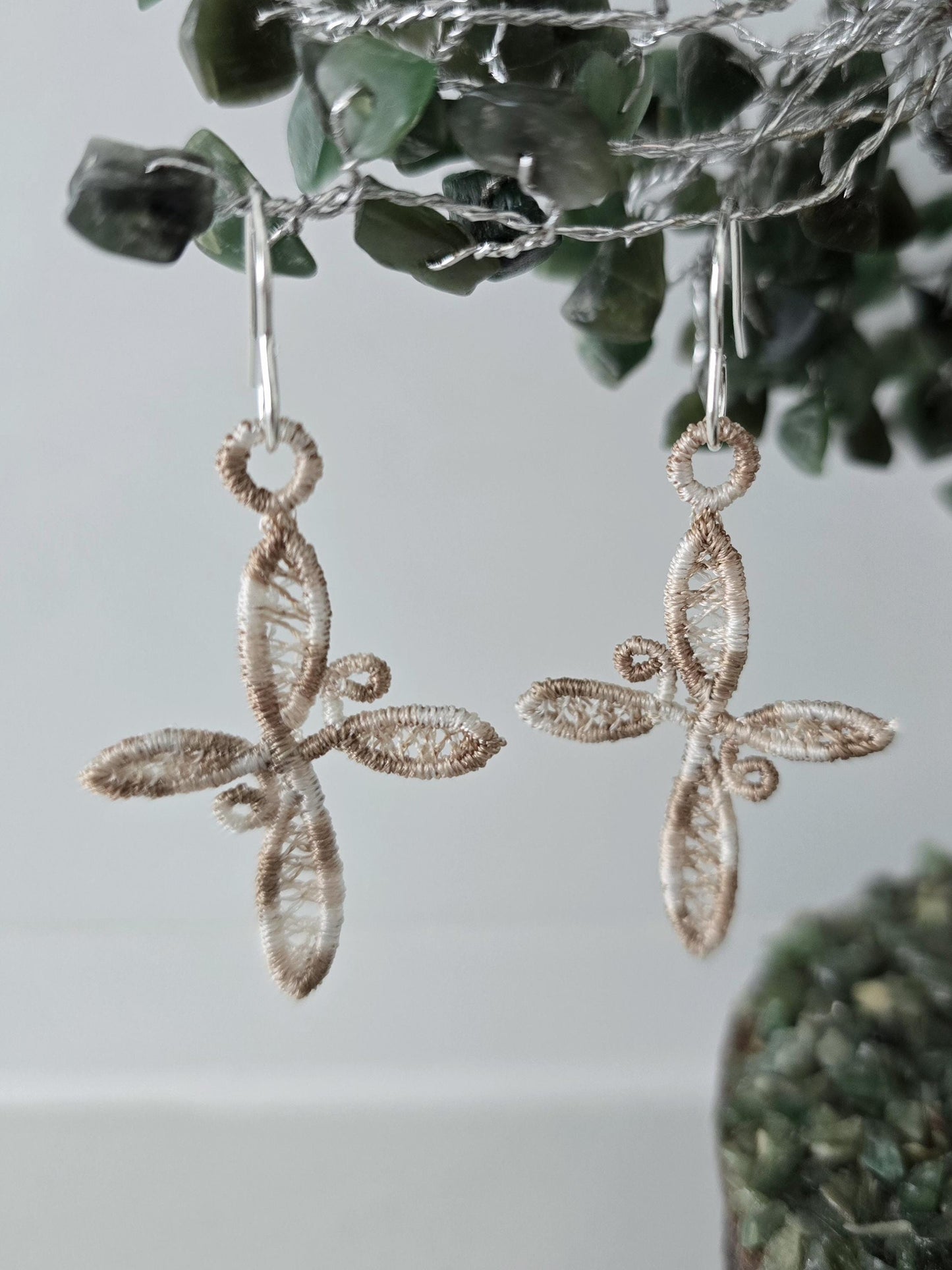 Cross Lightweight Embroidered Earrings with Hypoallergenic hooks