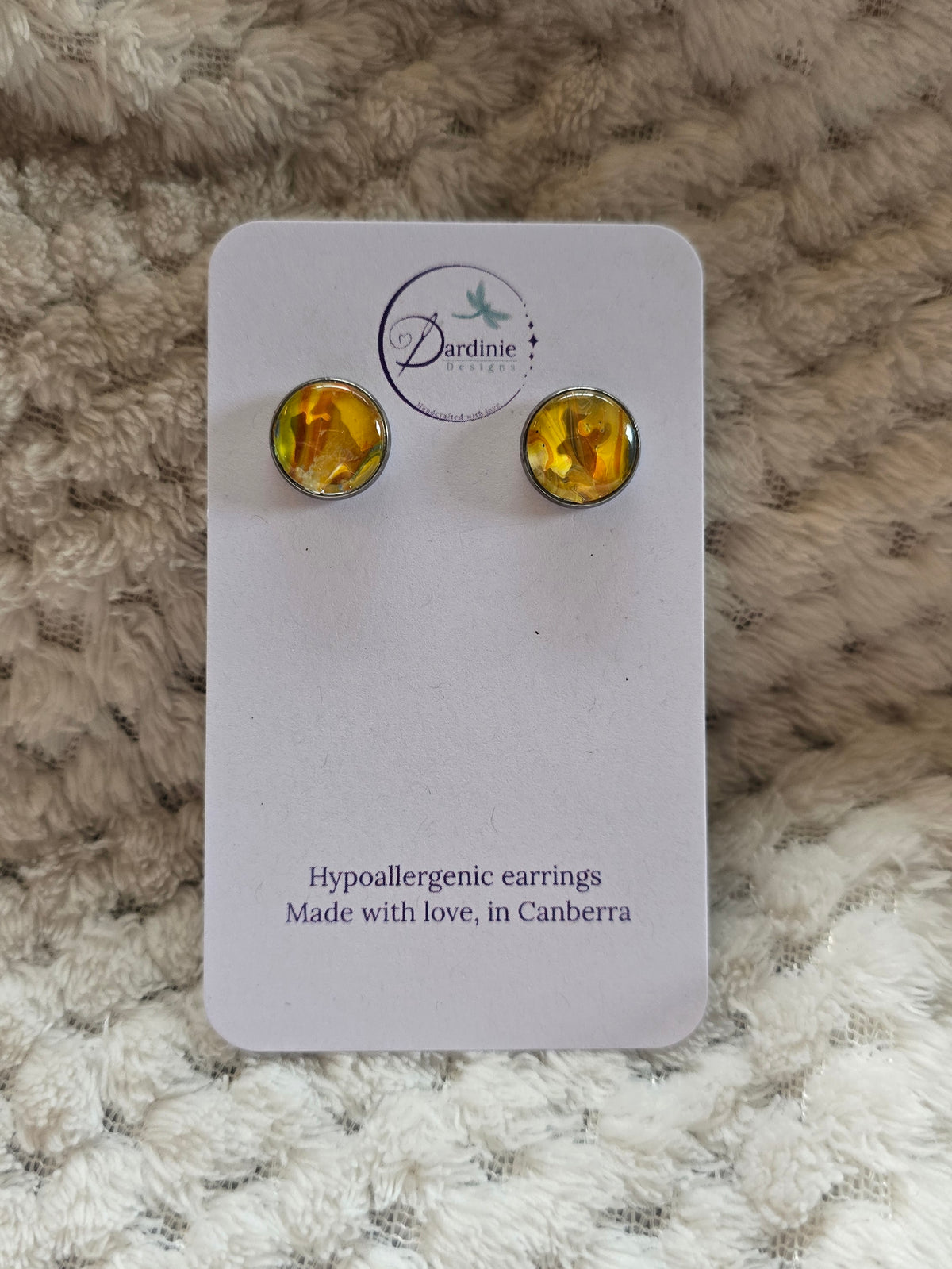 Recycled Paint Pour Stud Earrings – One of a Kind Stainless Steel Earrings