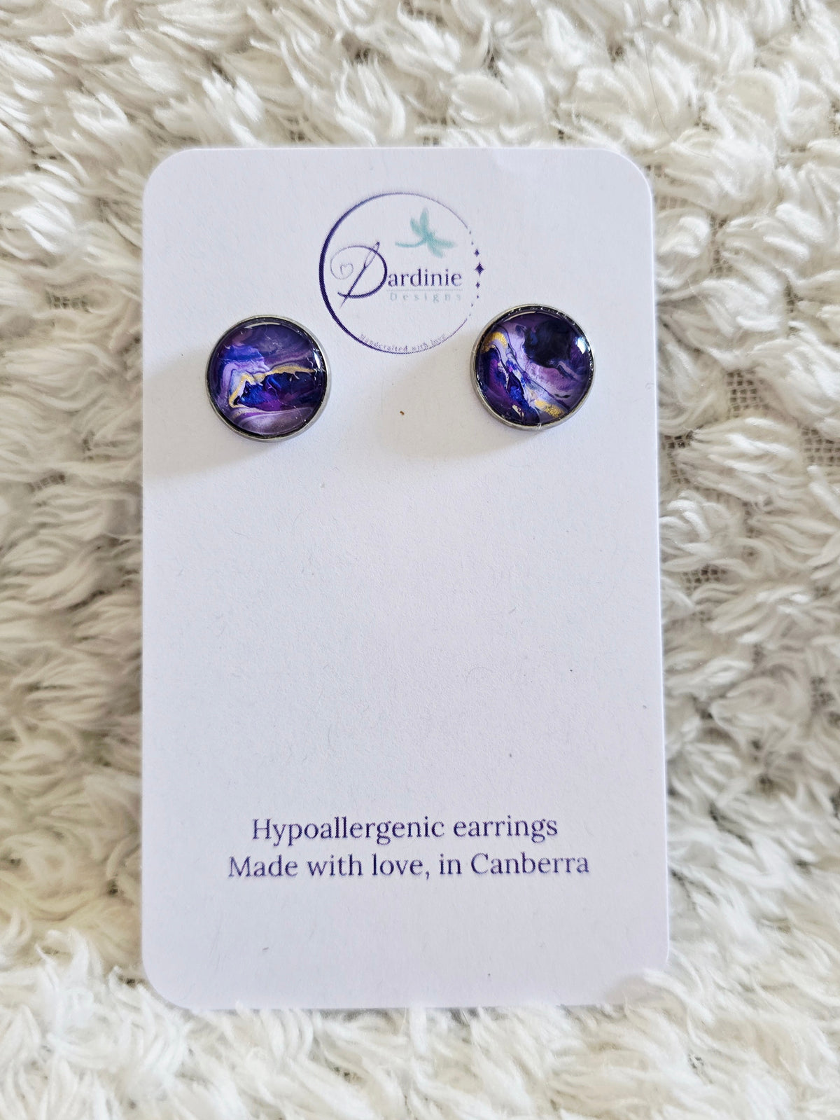 Recycled Paint Pour Stud Earrings – One of a Kind Stainless Steel Earrings