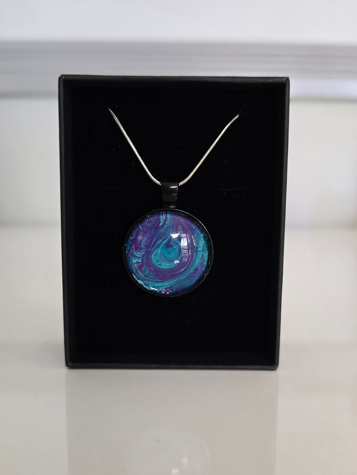 Recycled Paint Pour Jewellery – One of a Kind Stainless Steel Necklace