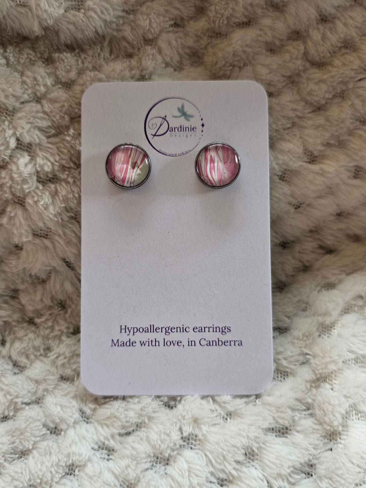 Recycled Paint Pour Stud Earrings – One of a Kind Stainless Steel Earrings