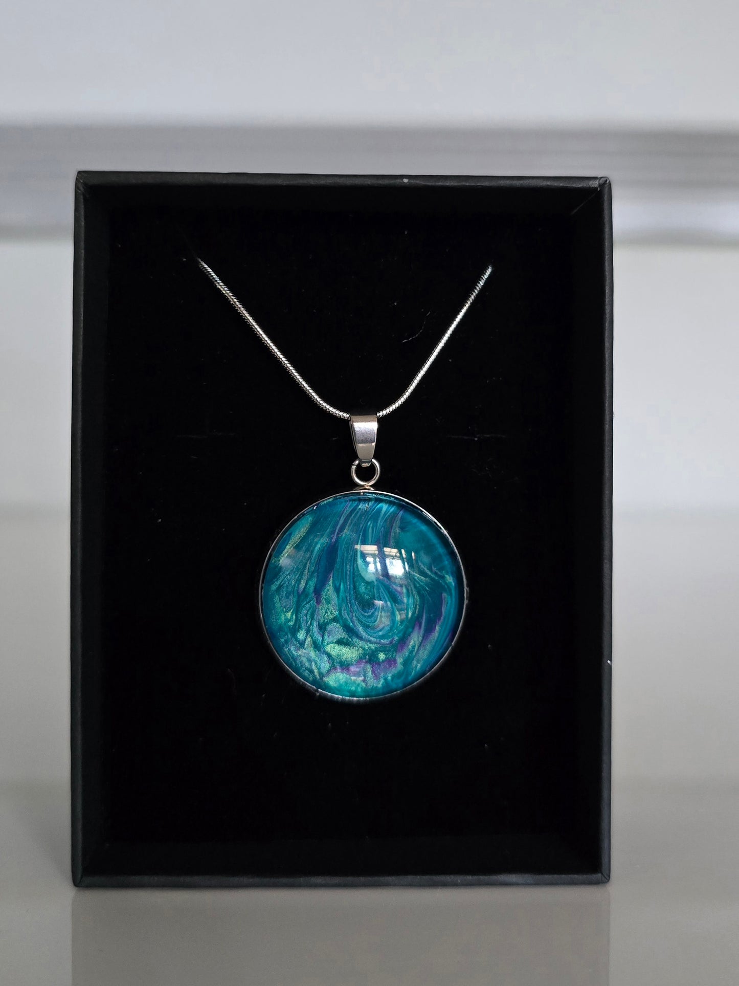 Recycled Paint Pour Jewellery – One of a Kind Stainless Steel Necklace