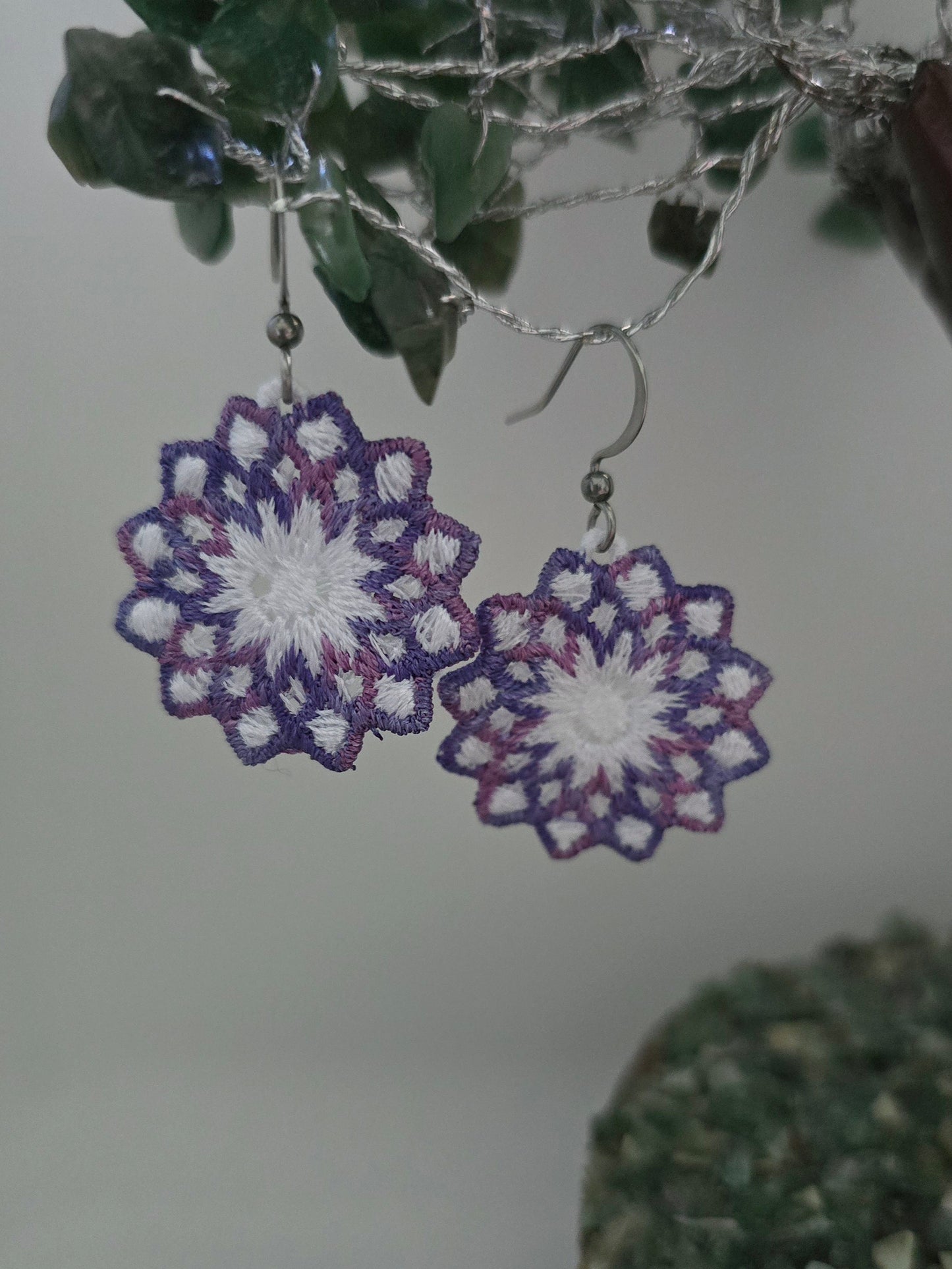 Dahlia Flower Lightweight Embroidered Earrings with Hypoallergenic hooks