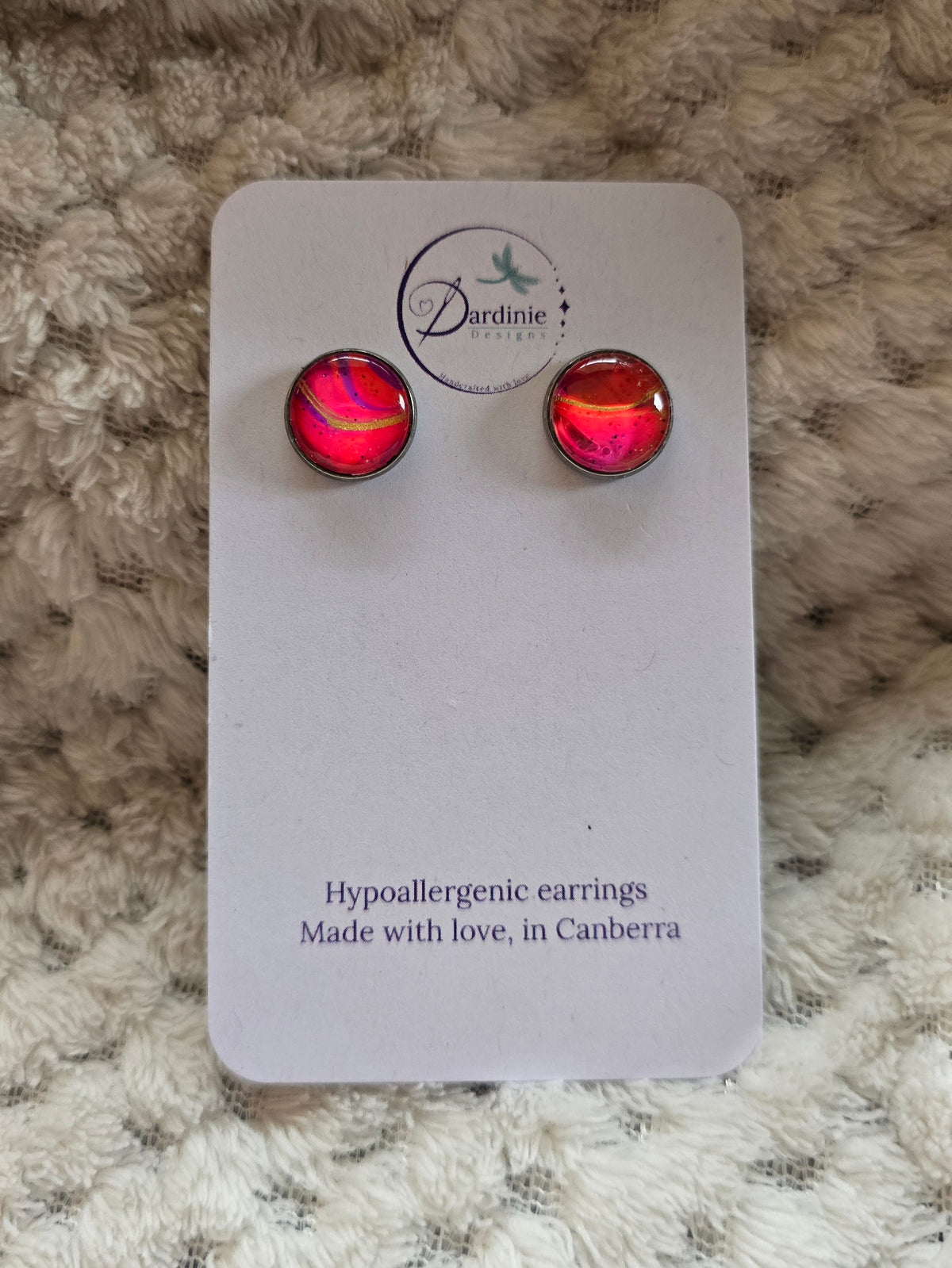 Recycled Paint Pour Stud Earrings – One of a Kind Stainless Steel Earrings