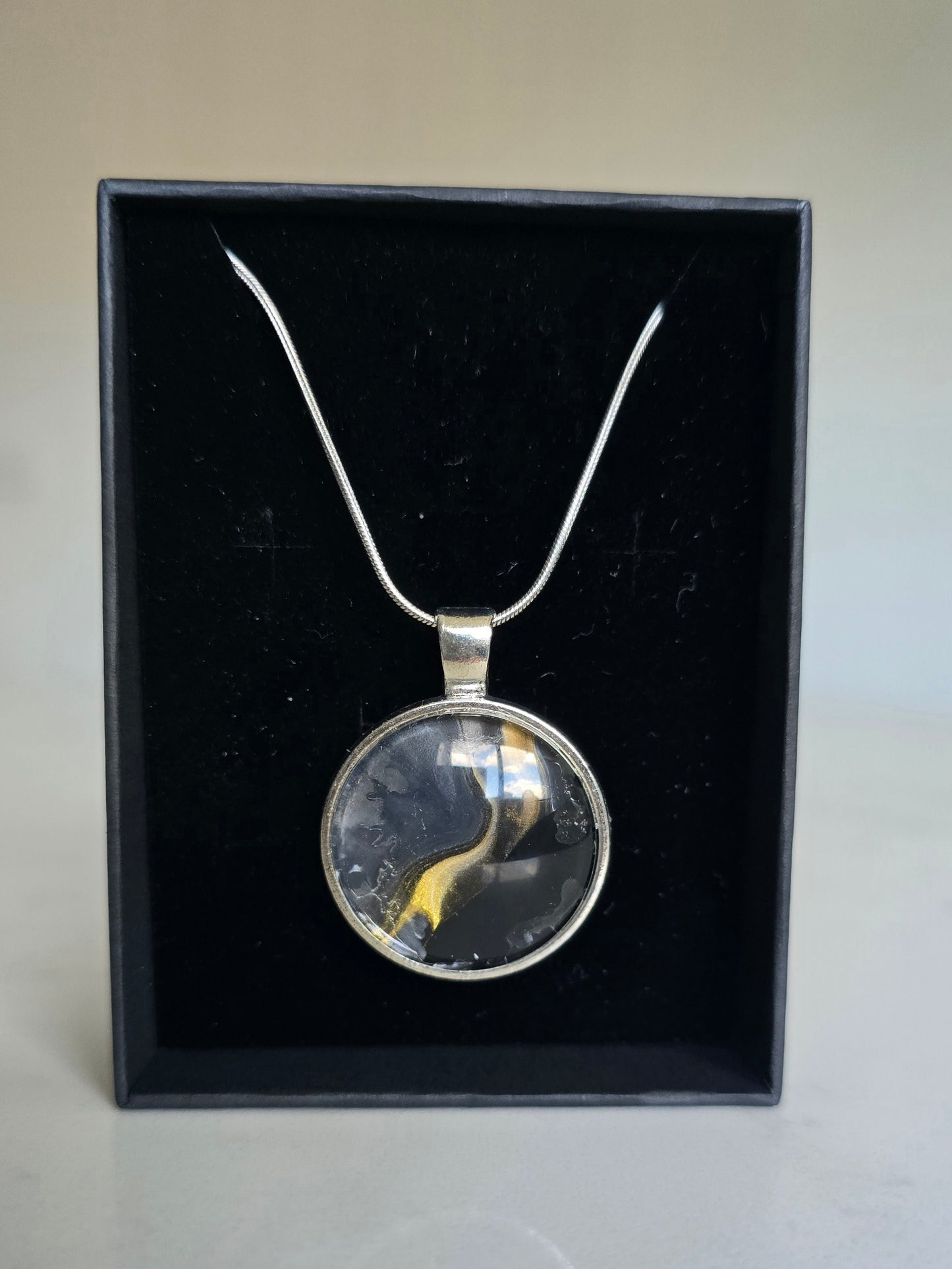 Recycled Paint Pour Jewellery – One of a Kind Stainless Steel Necklace