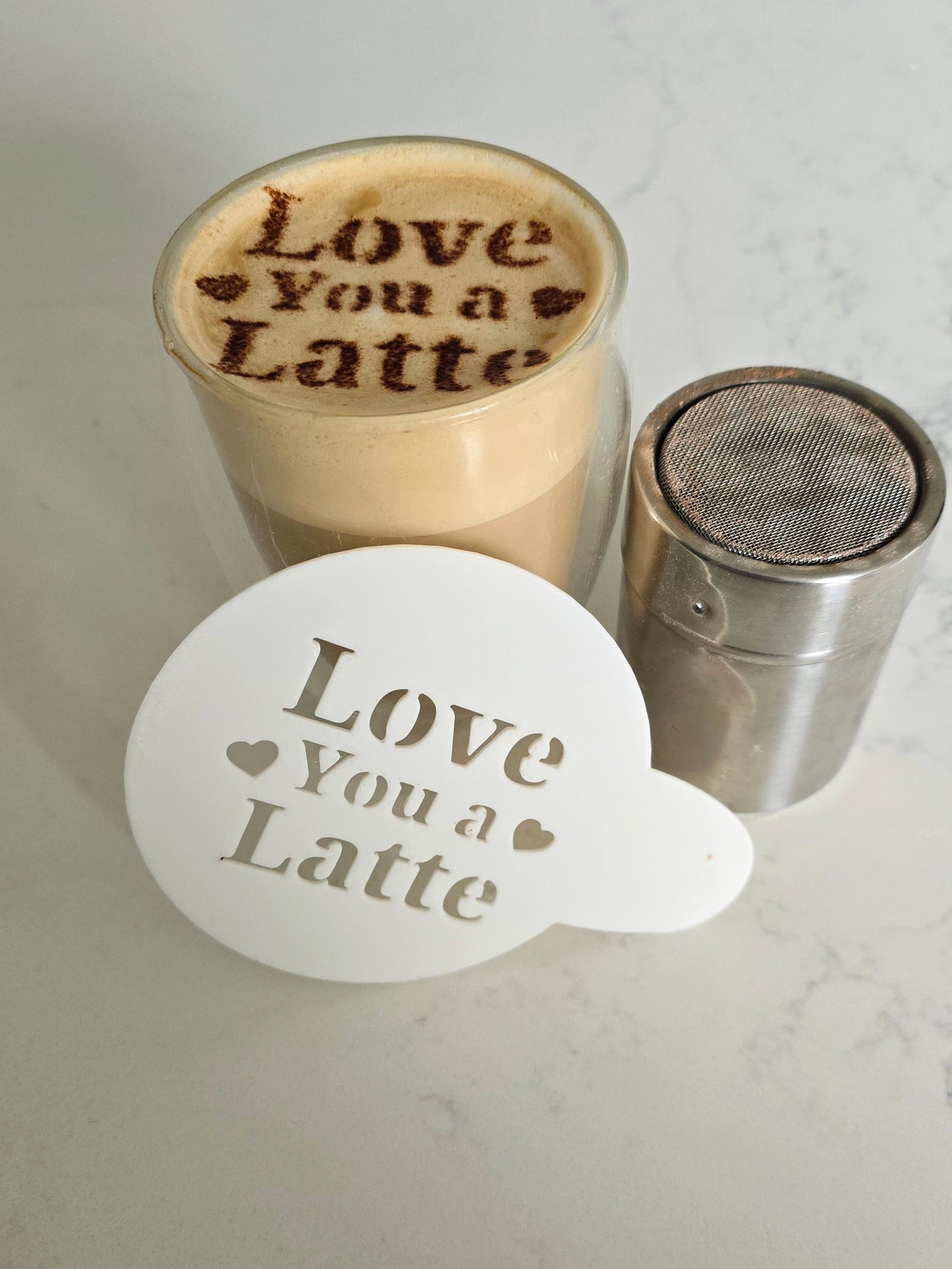 Love You a Latte - Coffee / Hot Chocolate Stencil - 3D printed