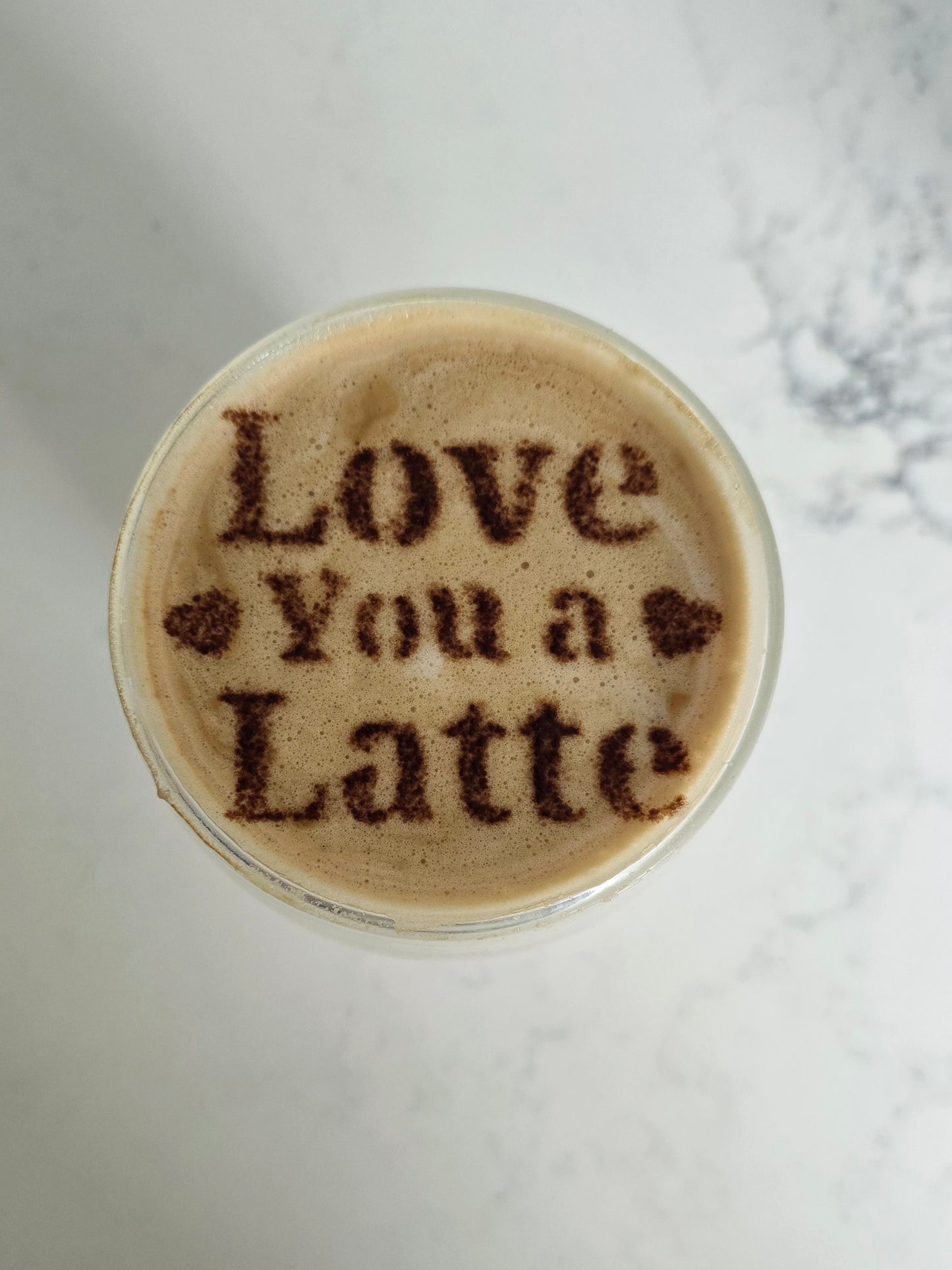 Love You a Latte - Coffee / Hot Chocolate Stencil - 3D printed