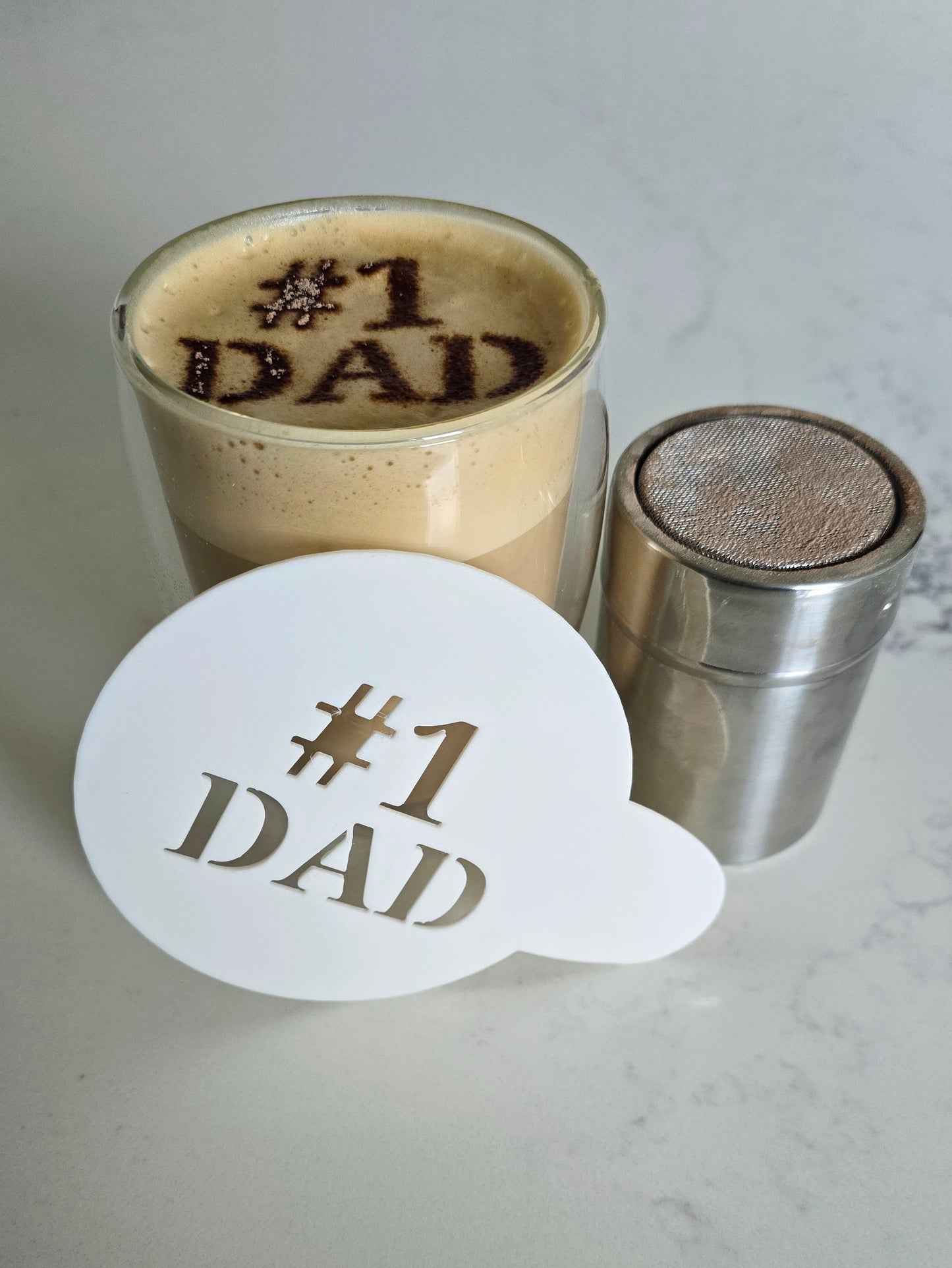 #1 Dad - Coffee / Hot Chocolate Stencil - 3D printed