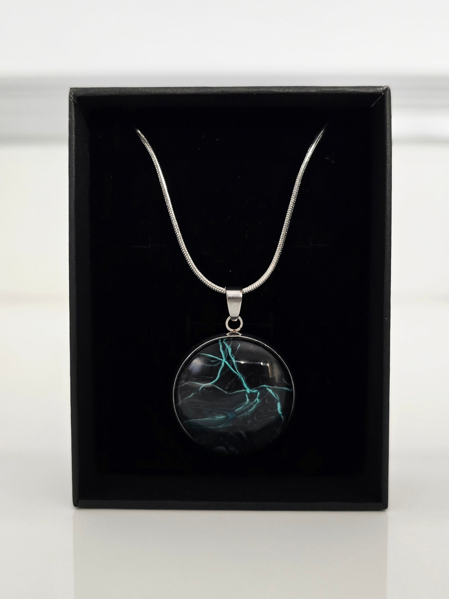 Recycled Paint Pour Jewellery – One of a Kind Stainless Steel Necklace
