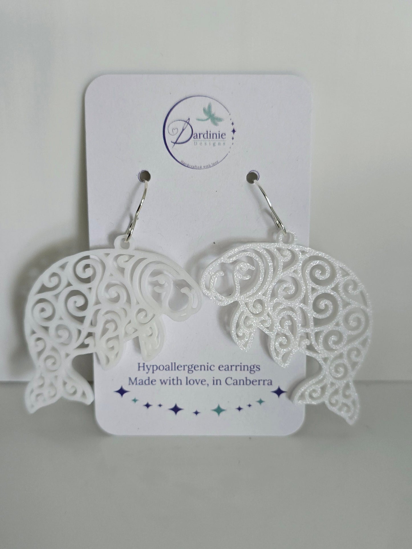 Australian Animal Collection - Dugong 3D Printed Earrings with Hypoallergenic Hooks