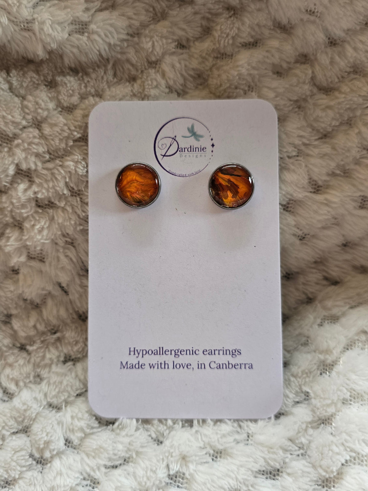 Recycled Paint Pour Stud Earrings – One of a Kind Stainless Steel Earrings