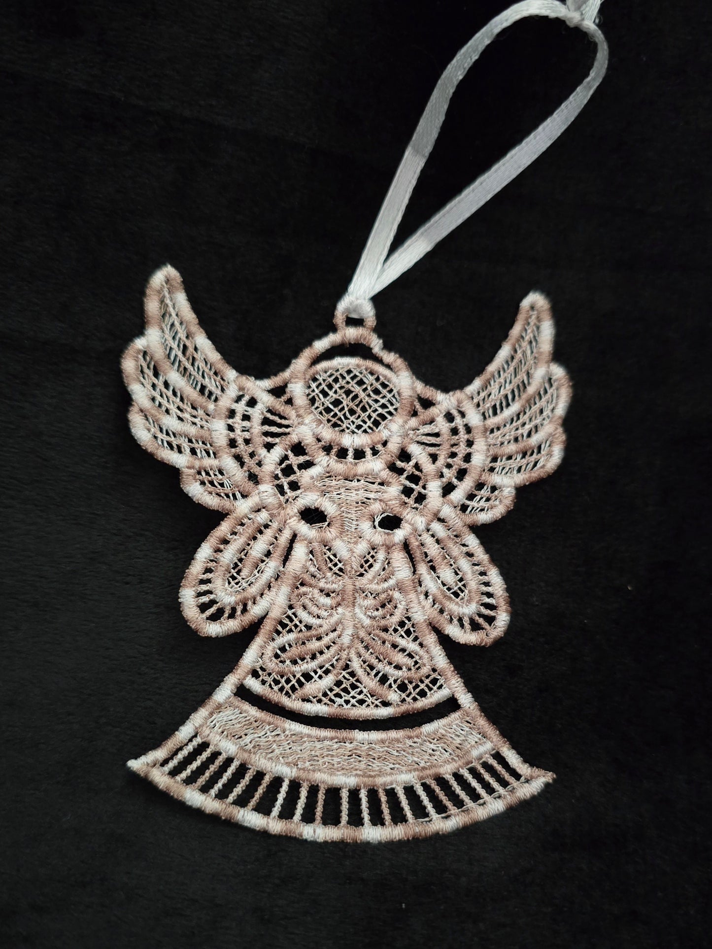 Angel Lace Christmas ornament with satin ribbon