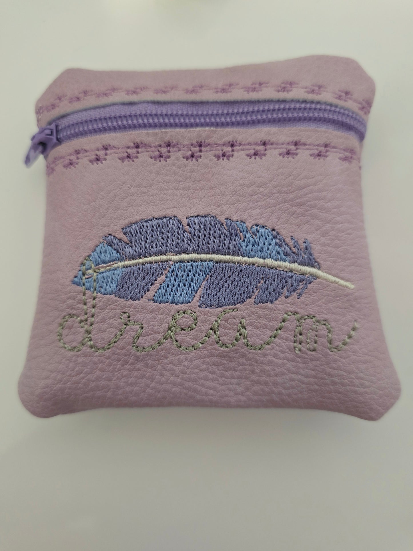 Dream Feather Vinyl Coin Purse - Zip Bag
