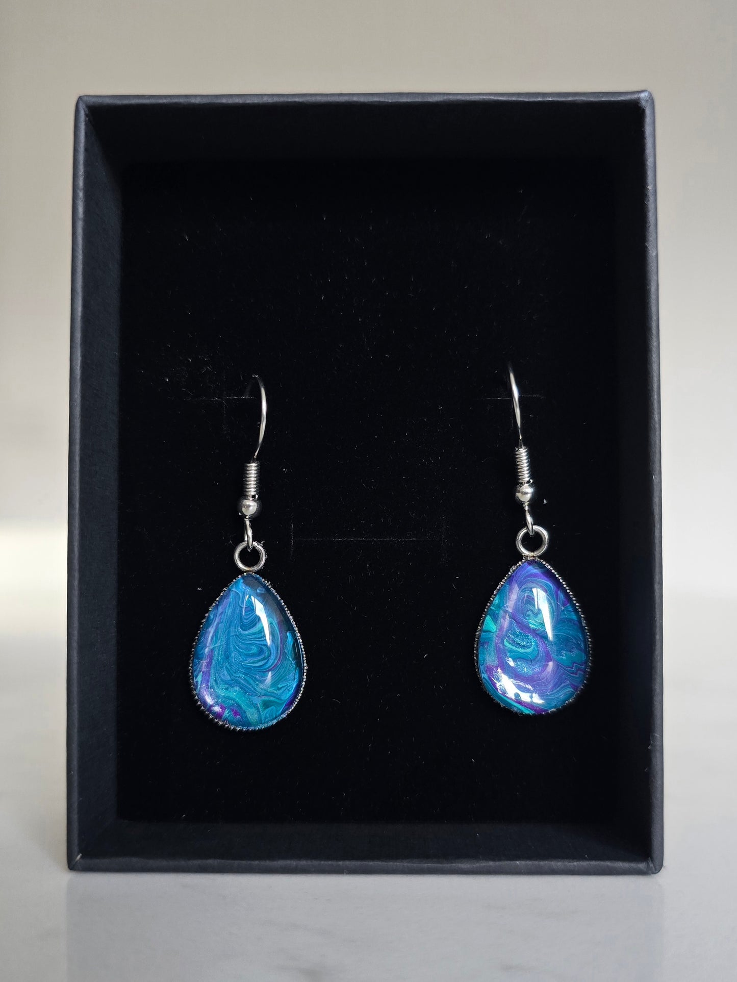 Islands In The Stream - Recycled Paint Pour Jewellery – One of a Kind Stainless Steel Earrings