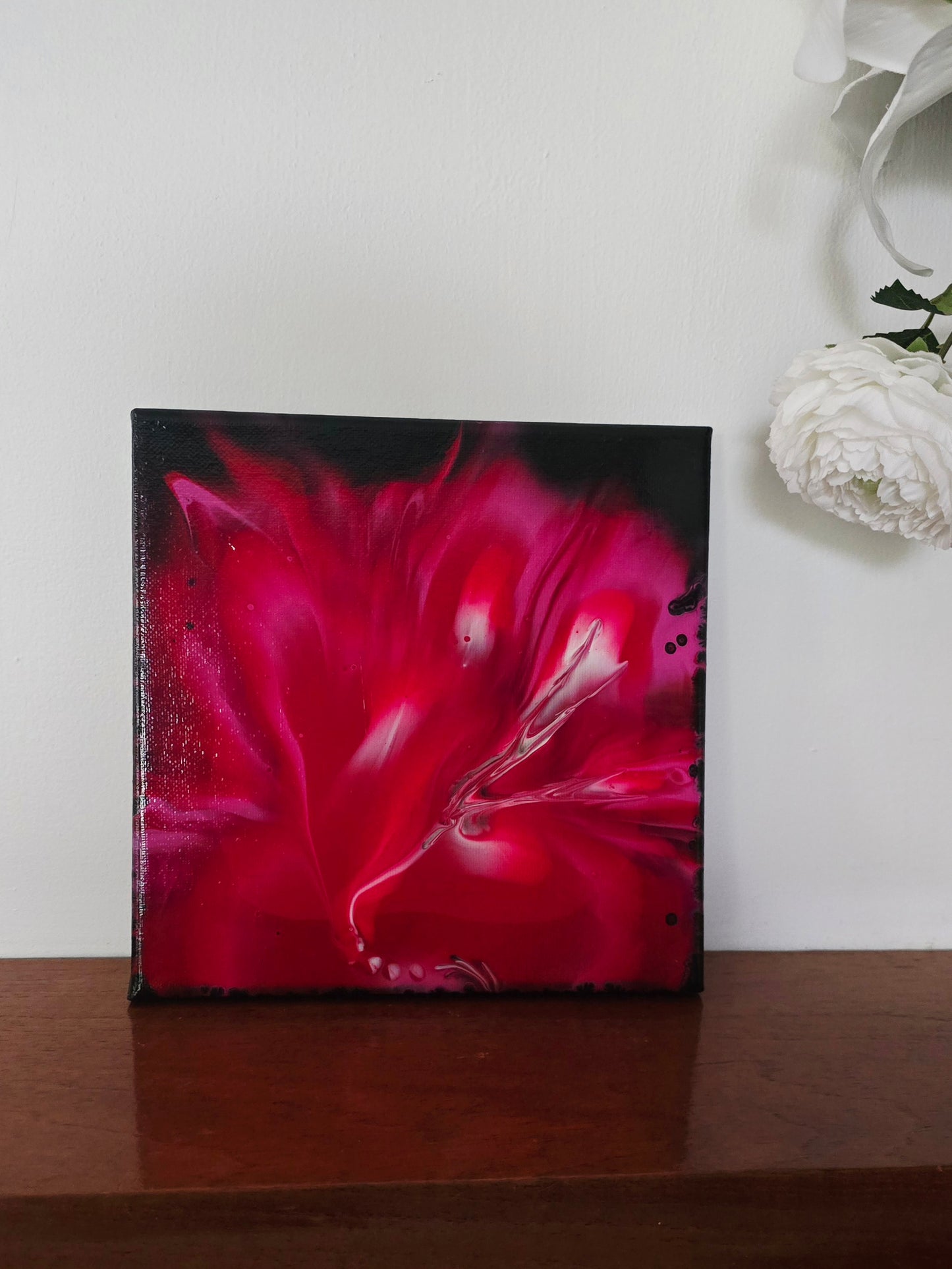 Hibiscus - Original Abstract Acrylic Pour Painting by Australian Artist - one of a kind