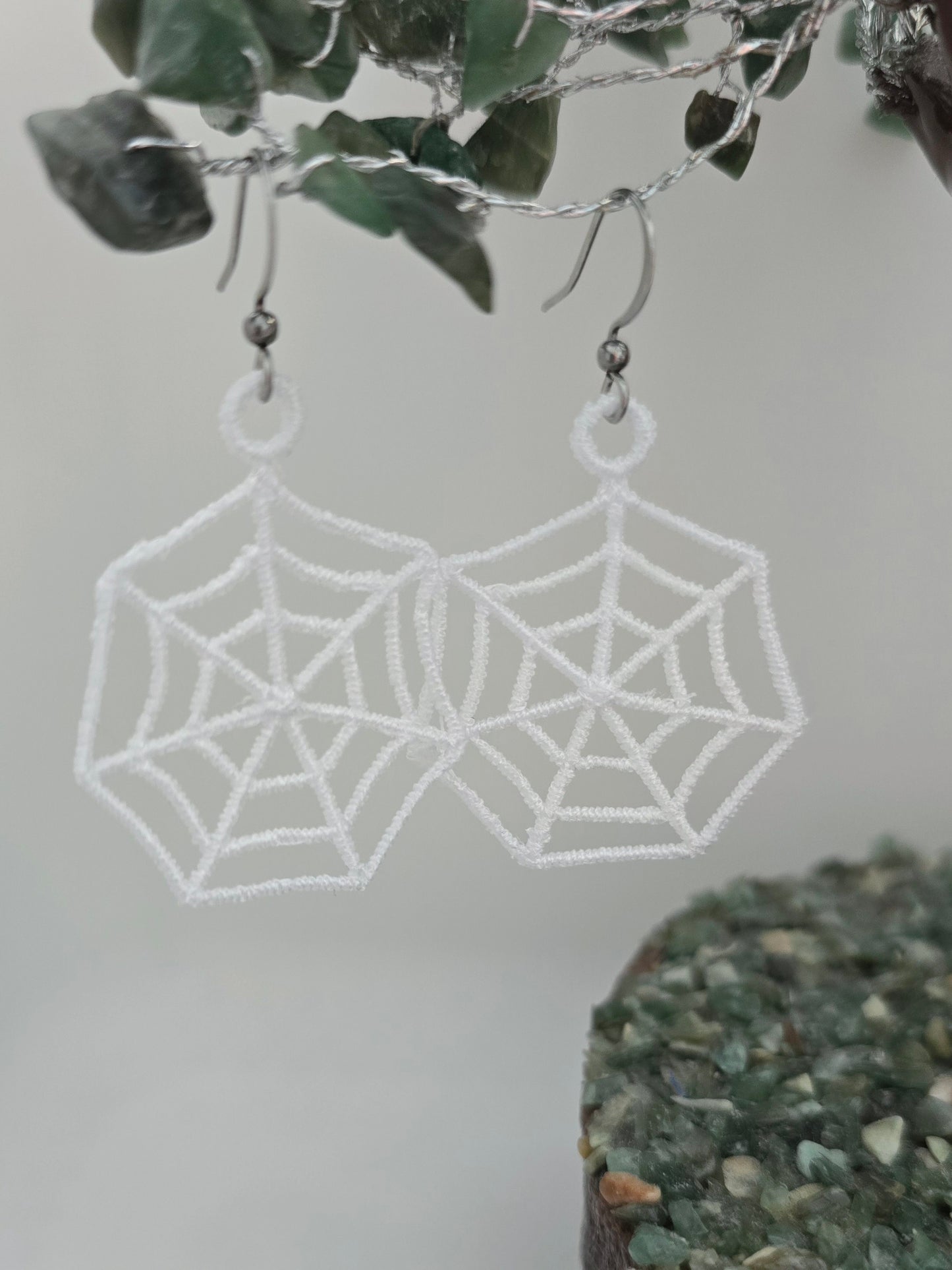 Halloween Spiderweb Lightweight Embroidered Earrings with Hypoallergenic hooks