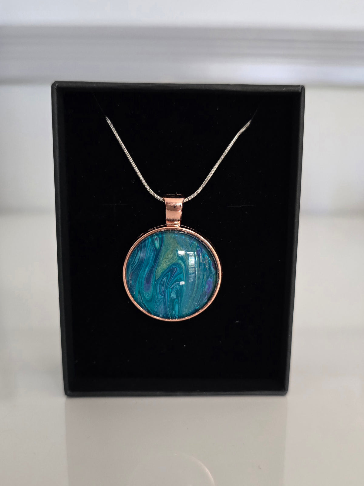 Recycled Paint Pour Jewellery – One of a Kind Stainless Steel Necklace