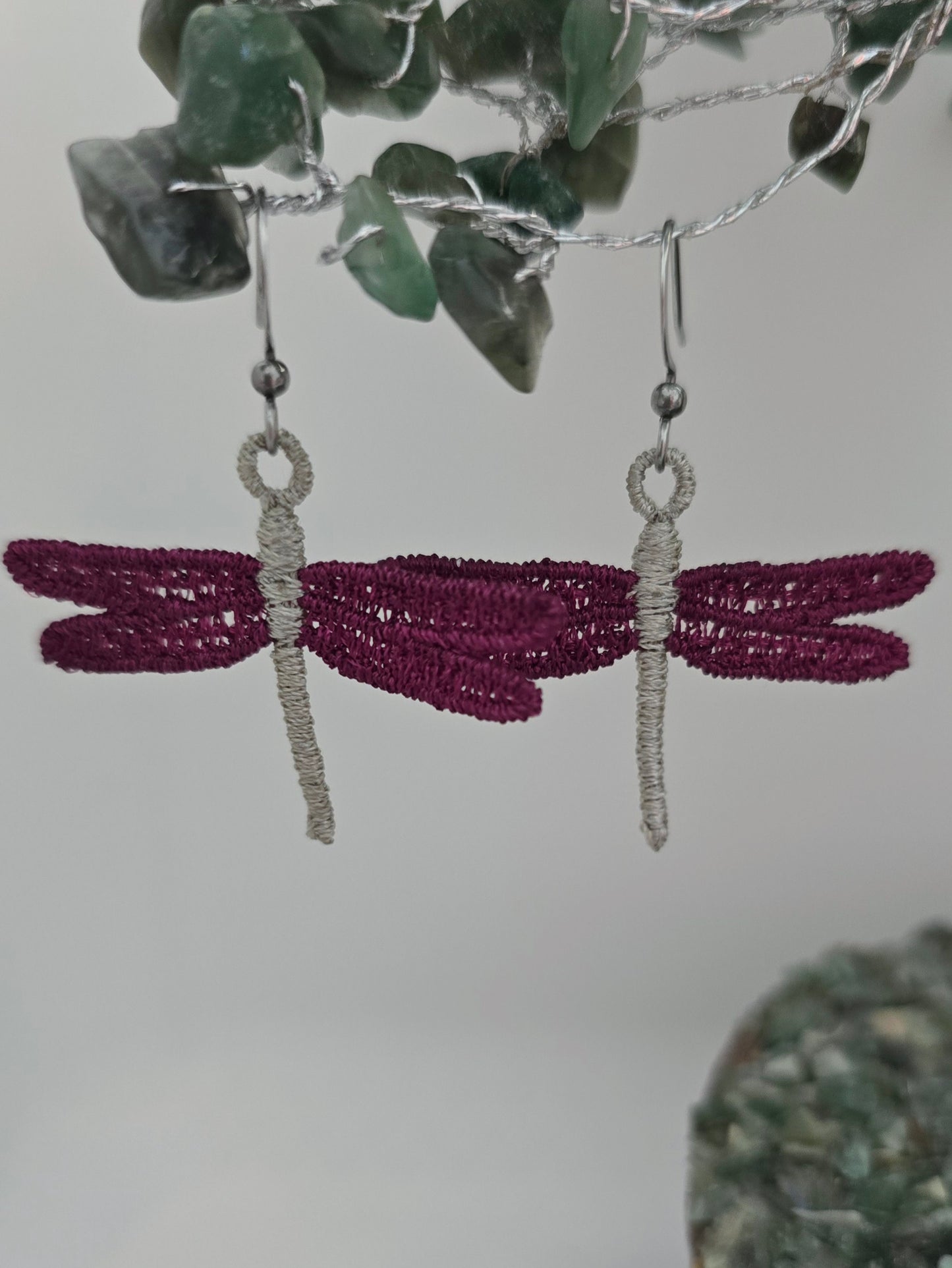 Dragonfly Lightweight Embroidered Earrings with Hypoallergenic hooks