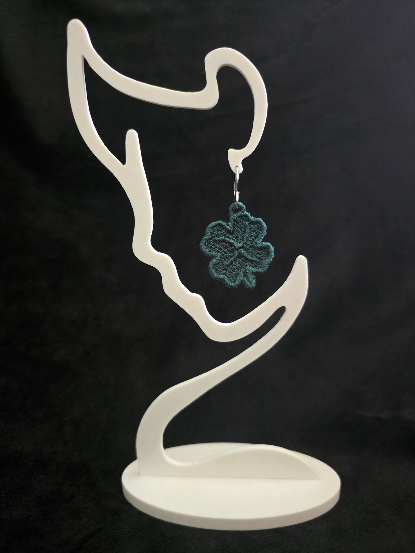 Four Leaf Clover, Lightweight Embroidered Earrings with Hypoallergenic hooks