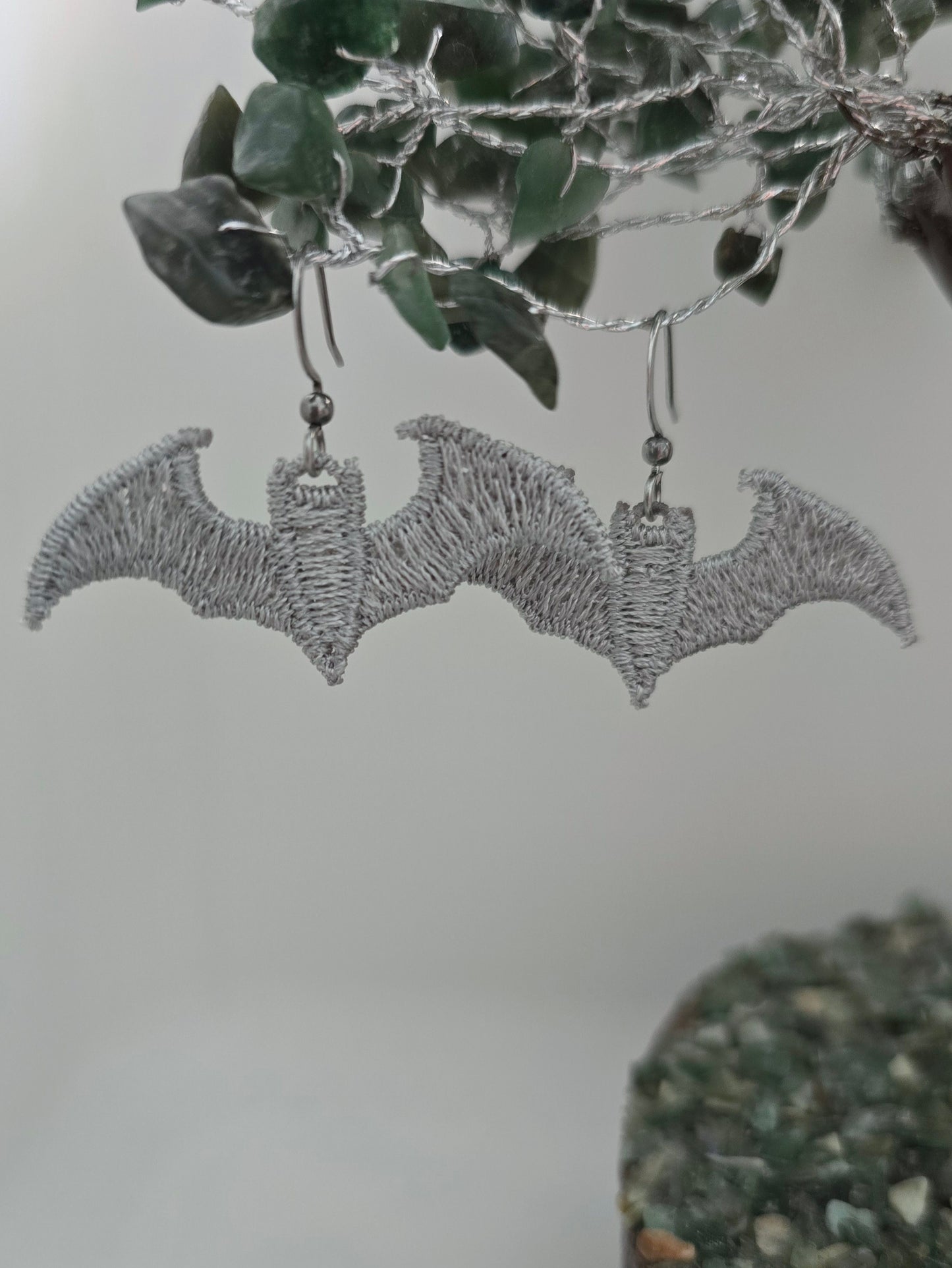Halloween Bat Lightweight Embroidered Earrings with Hypoallergenic hooks