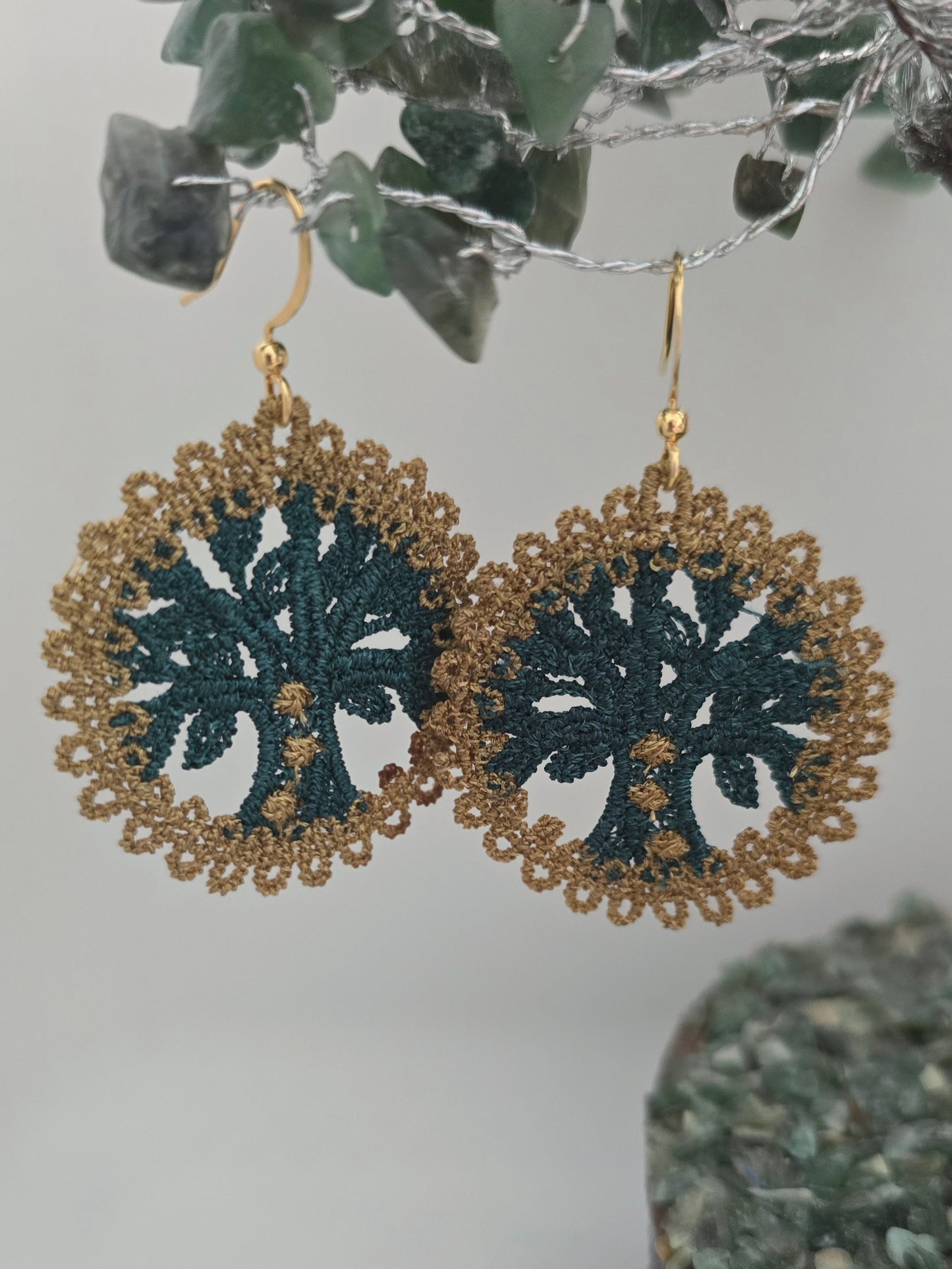 Tree of Life Lightweight Embroidered Earrings with Hypoallergenic hooks