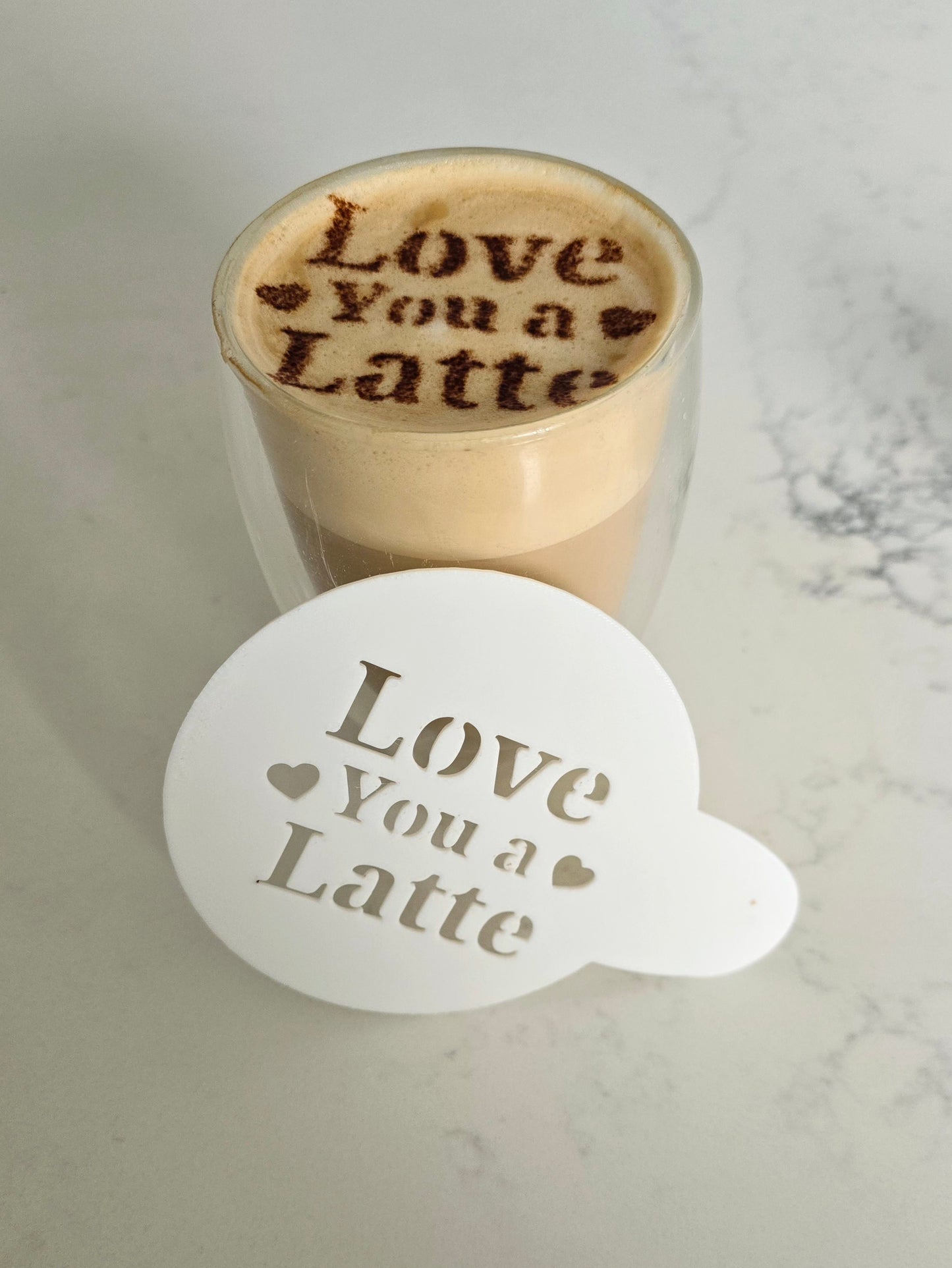 Love You a Latte - Coffee / Hot Chocolate Stencil - 3D printed