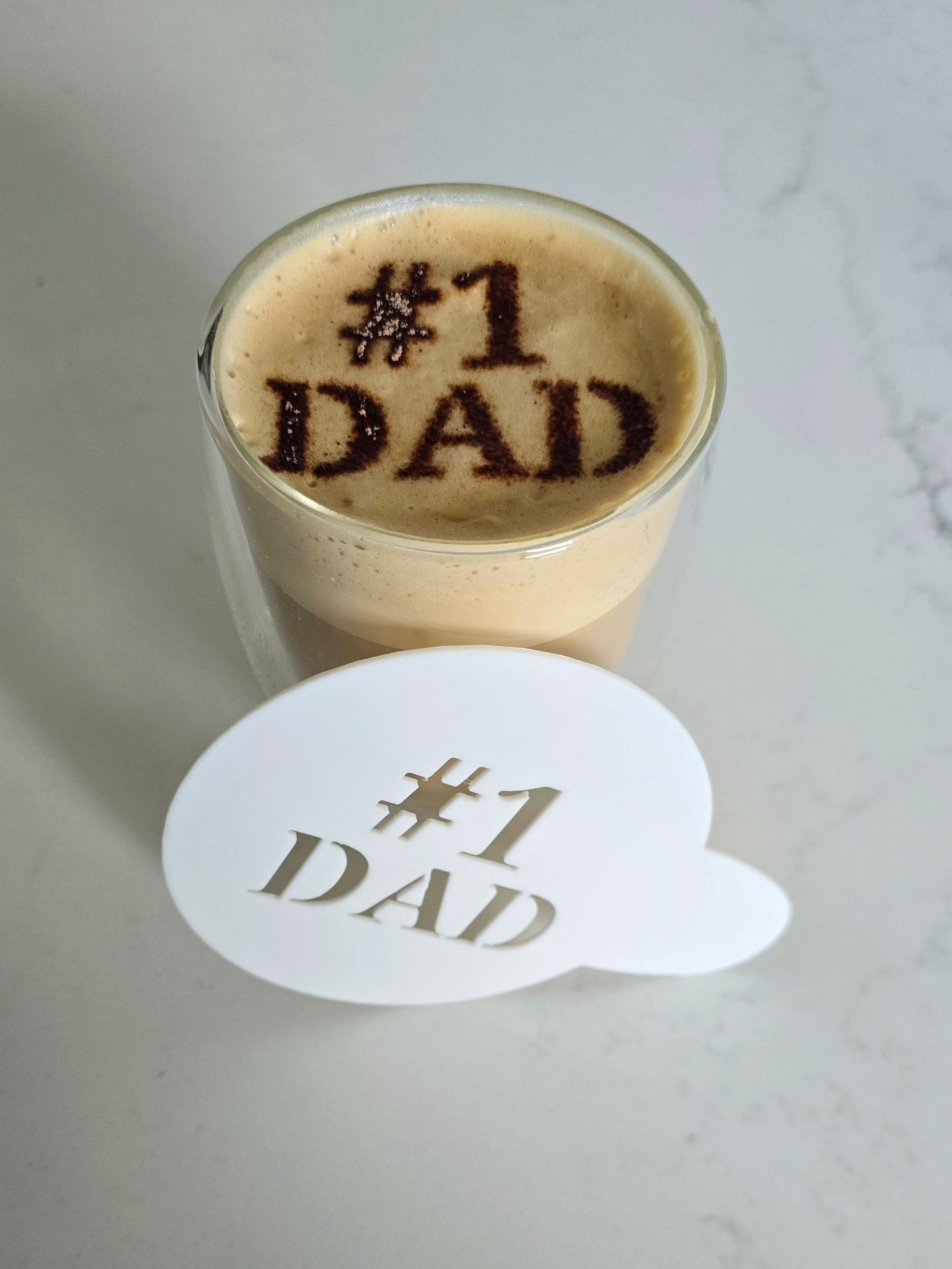 #1 Dad - Coffee / Hot Chocolate Stencil - 3D printed