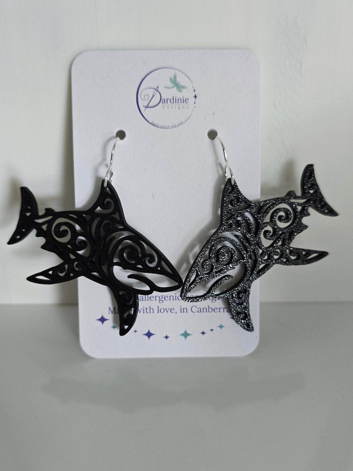 Australian Animal Collection - Great White Shark 3D Printed Earrings with Hypoallergenic Hooks