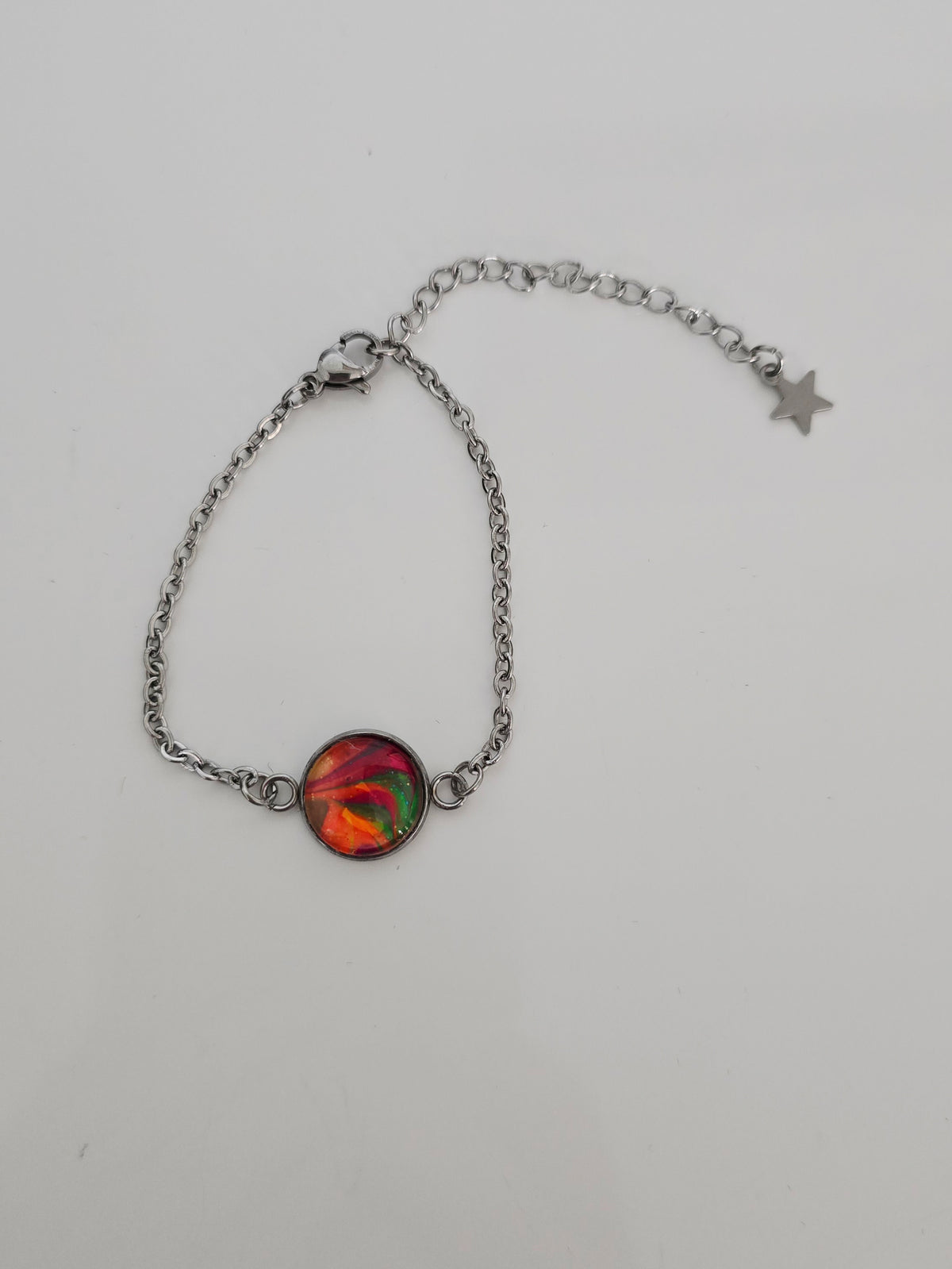 Recycled Paint Pour Jewellery – One of a Kind Stainless Steel Bracelet