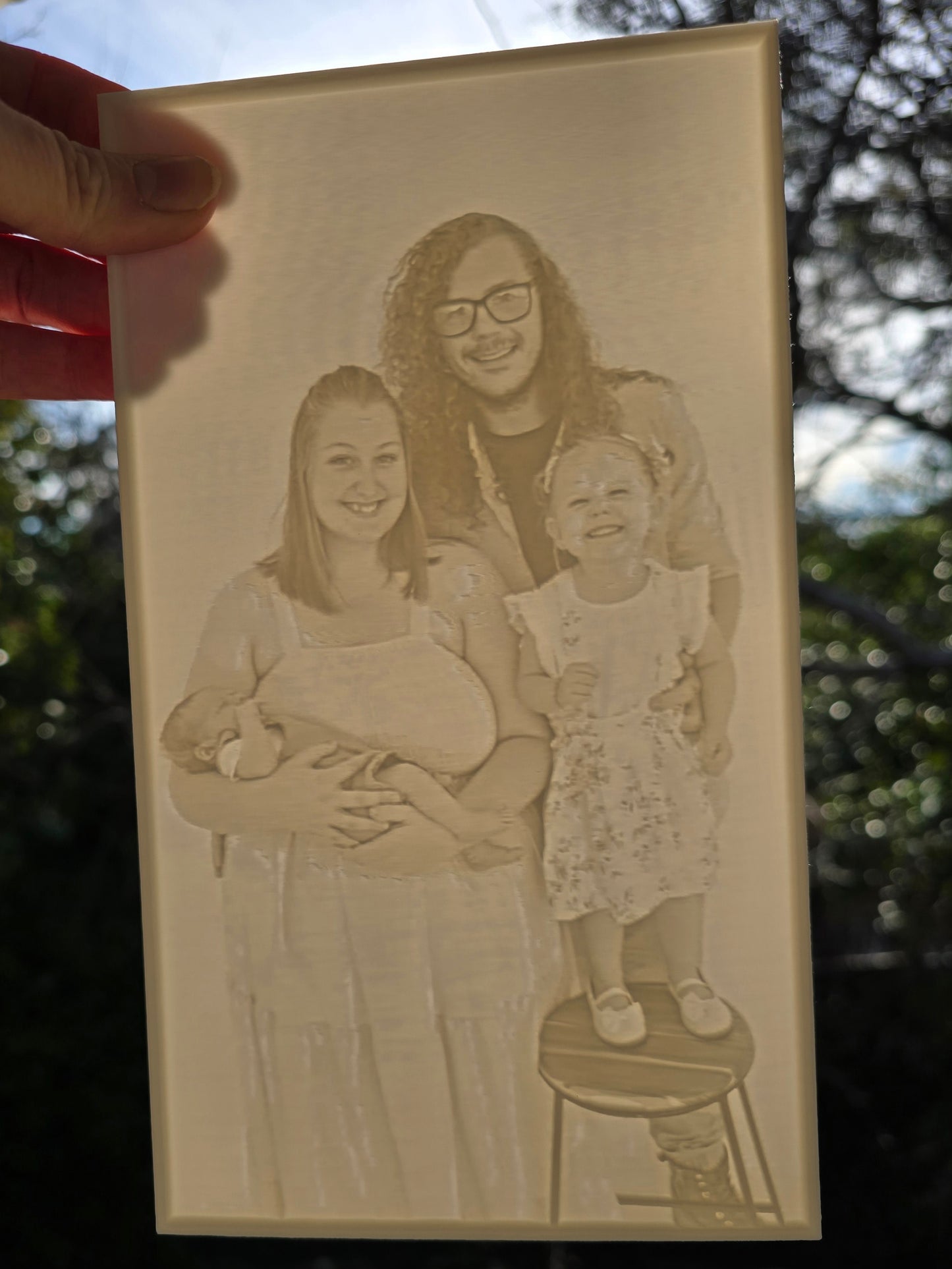 Custom 3D Printed Lithophane Lightbox Keepsake – Memorial, Wedding, Baby or Pet Photo - Light not included