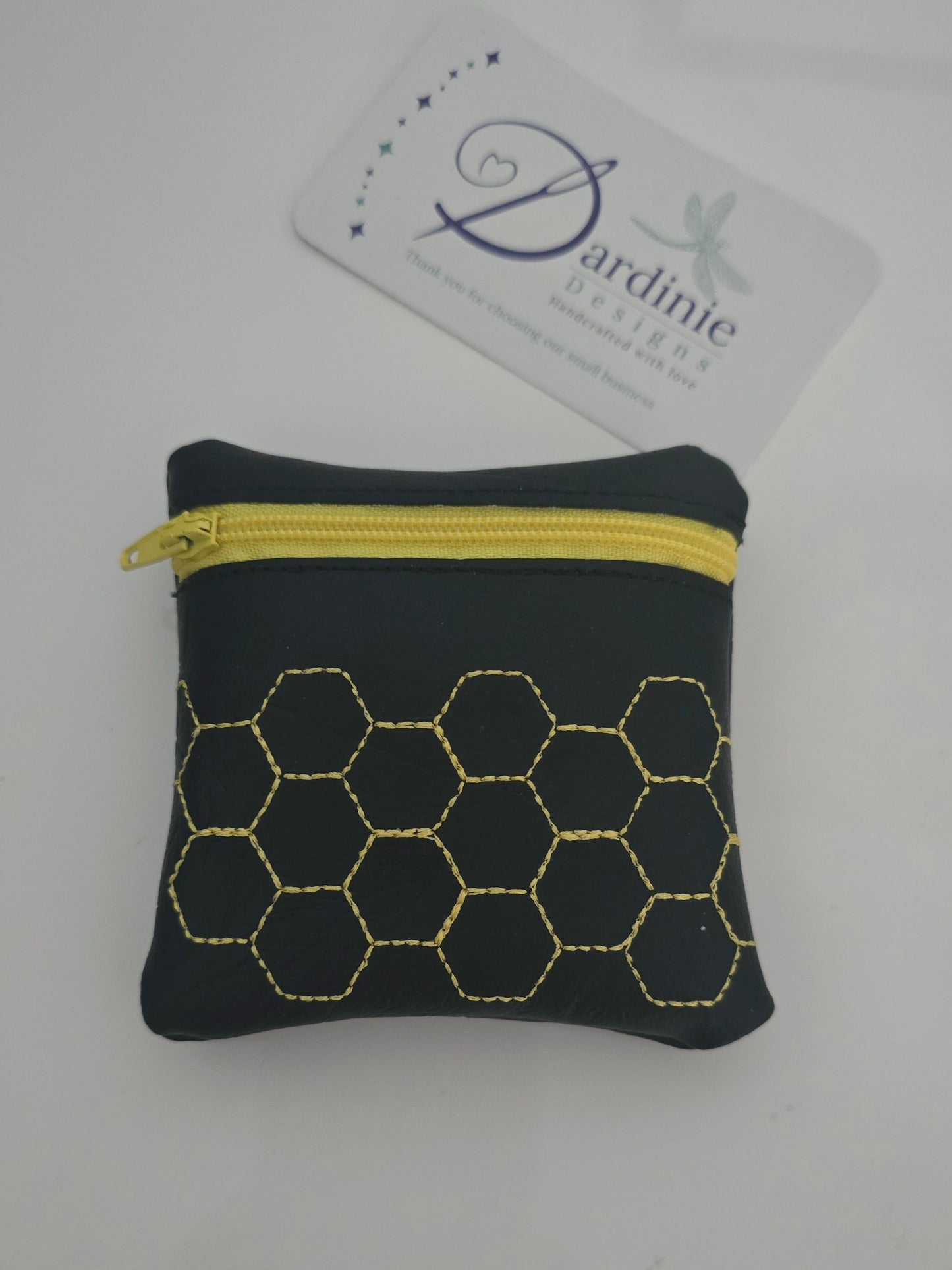 Honeycomb Bee Vinyl Coin Purse - Zip Bag