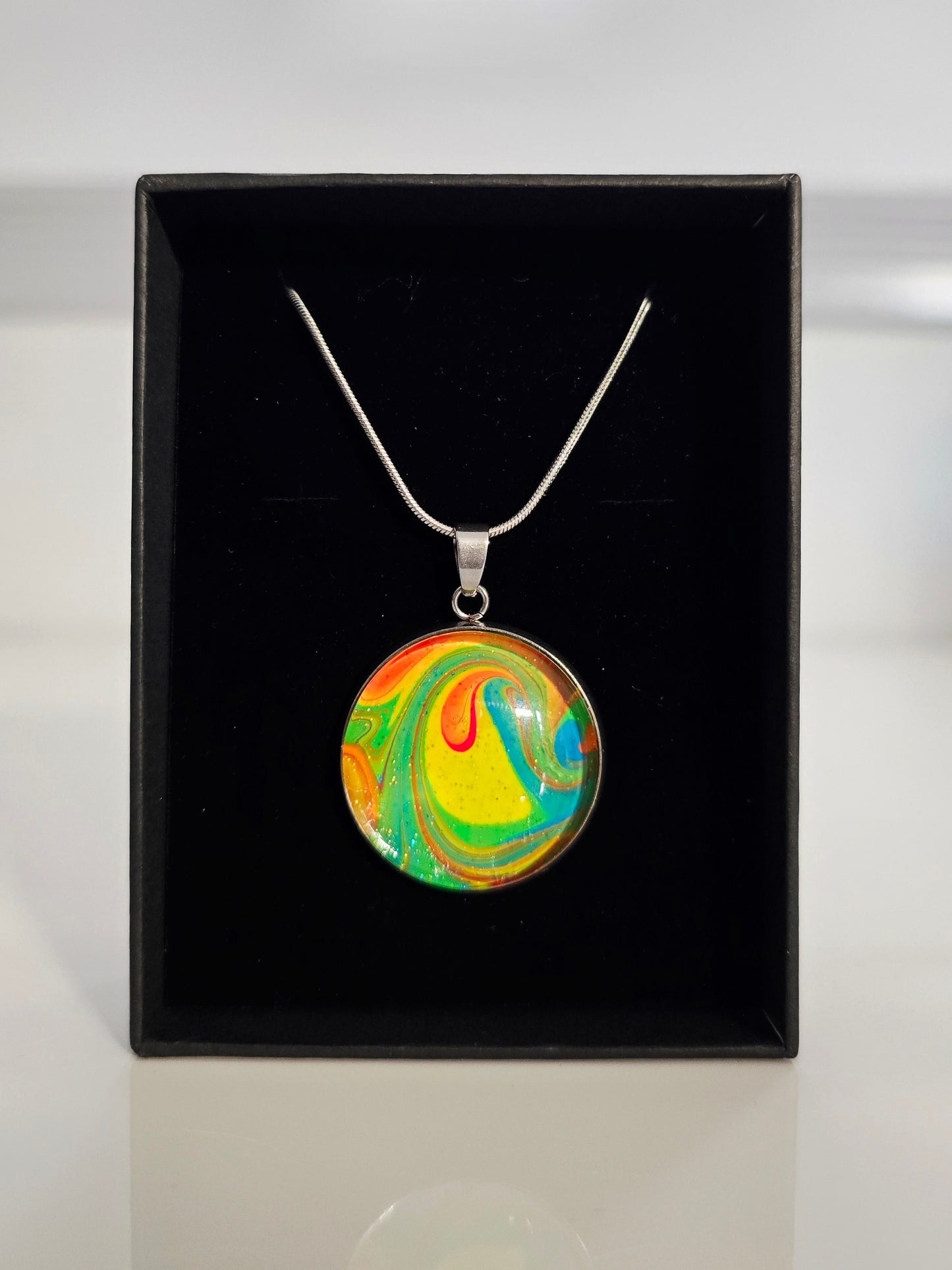 Dopamine - Recycled Paint Pour Jewellery – One of a Kind Stainless Steel Necklace