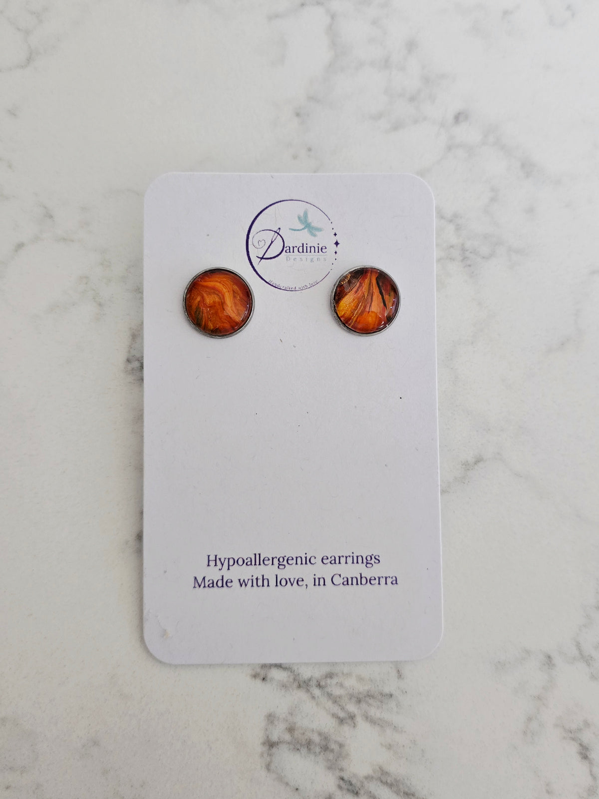 Recycled Paint Pour Stud Earrings – One of a Kind Stainless Steel Earrings