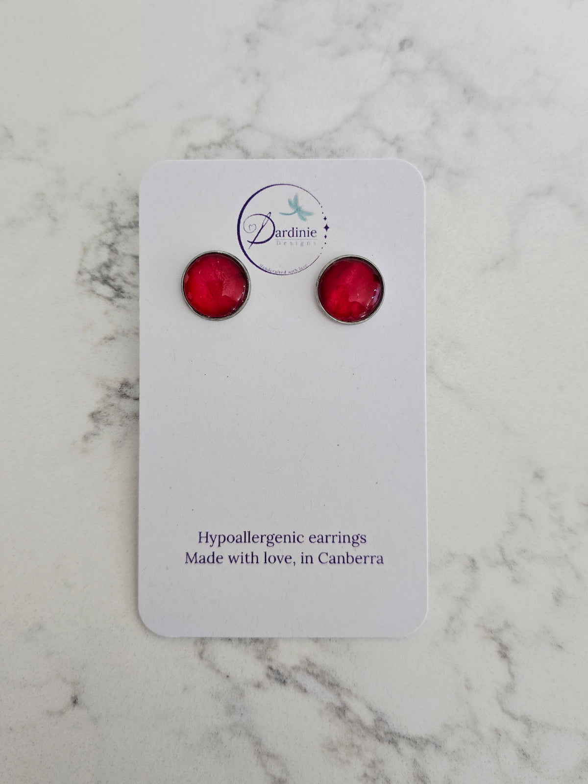 Recycled Paint Pour Stud Earrings – One of a Kind Stainless Steel Earrings