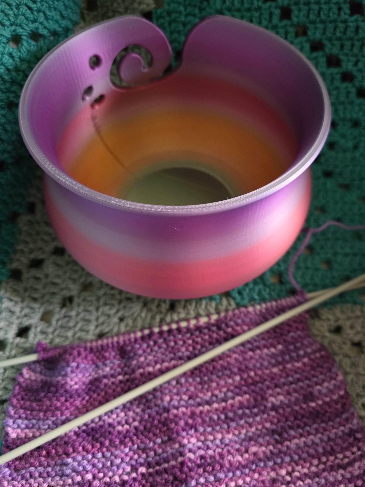 Large Rainbow Yarn Bowl, 3D Printed