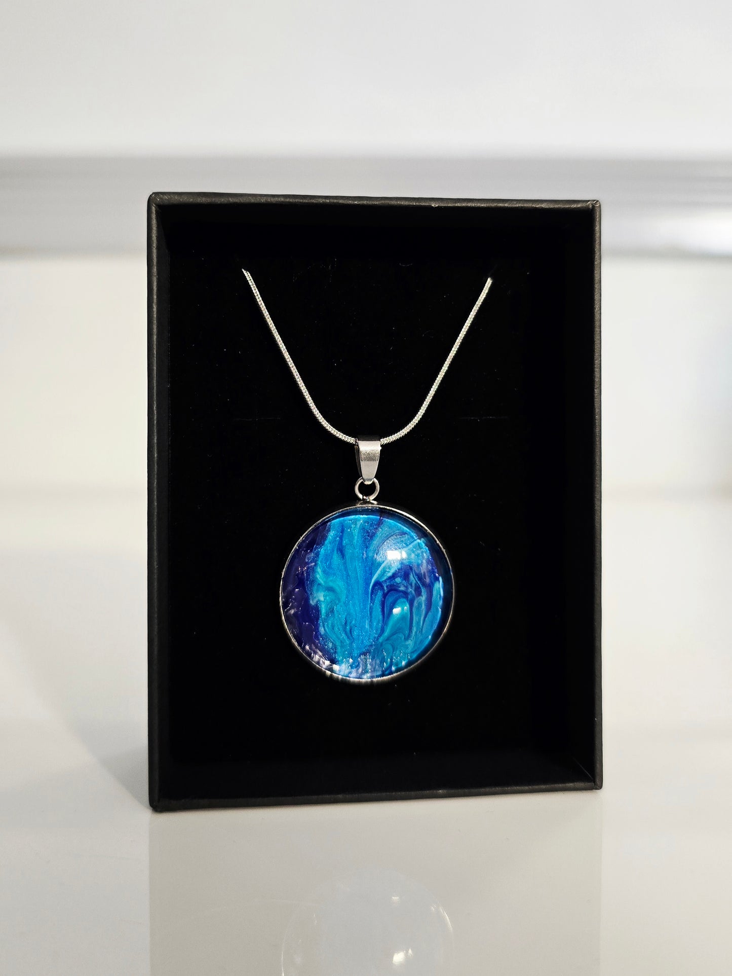 Recycled Paint Pour Jewellery – One of a Kind Stainless Steel Necklace