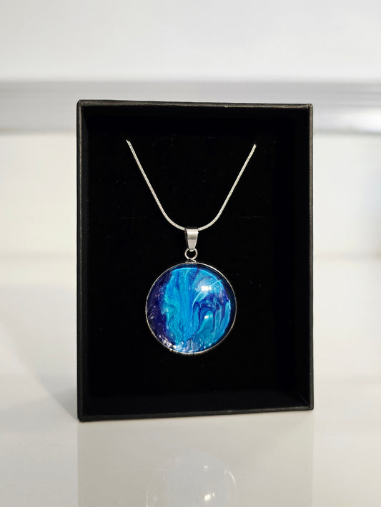 Recycled Paint Pour Jewellery – One of a Kind Stainless Steel Necklace