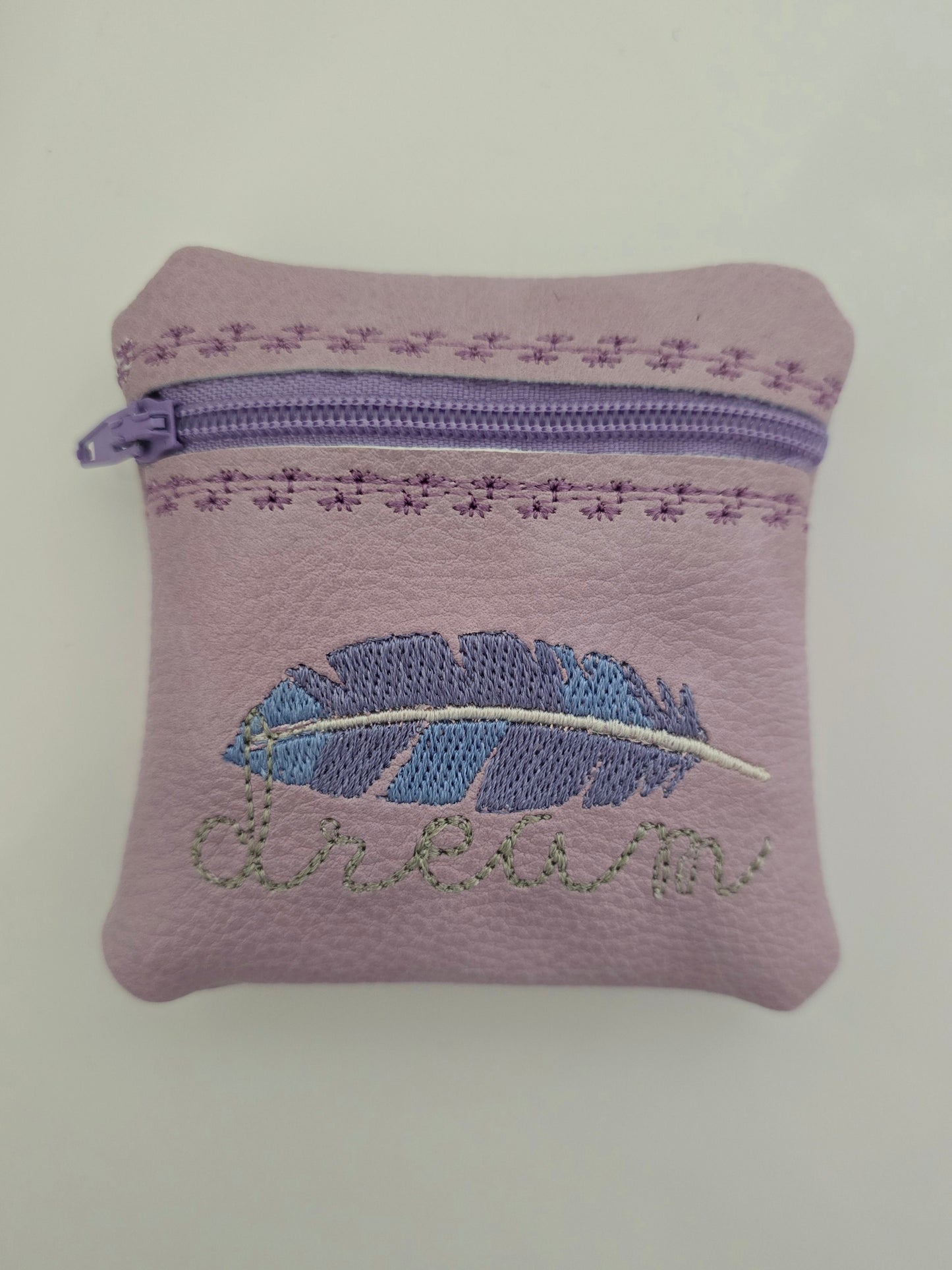 Dream Feather Vinyl Coin Purse - Zip Bag