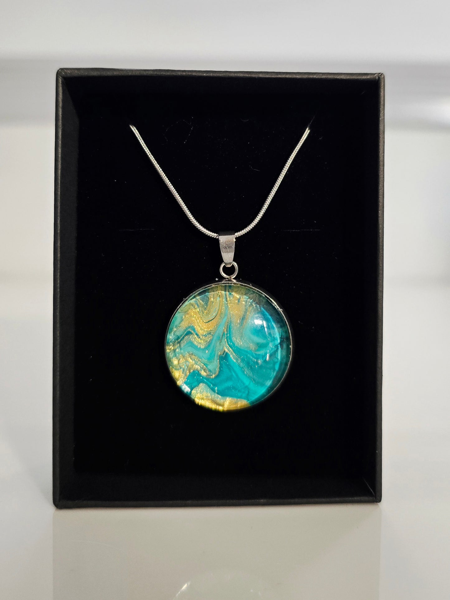 Recycled Paint Pour Jewellery – One of a Kind Stainless Steel Necklace